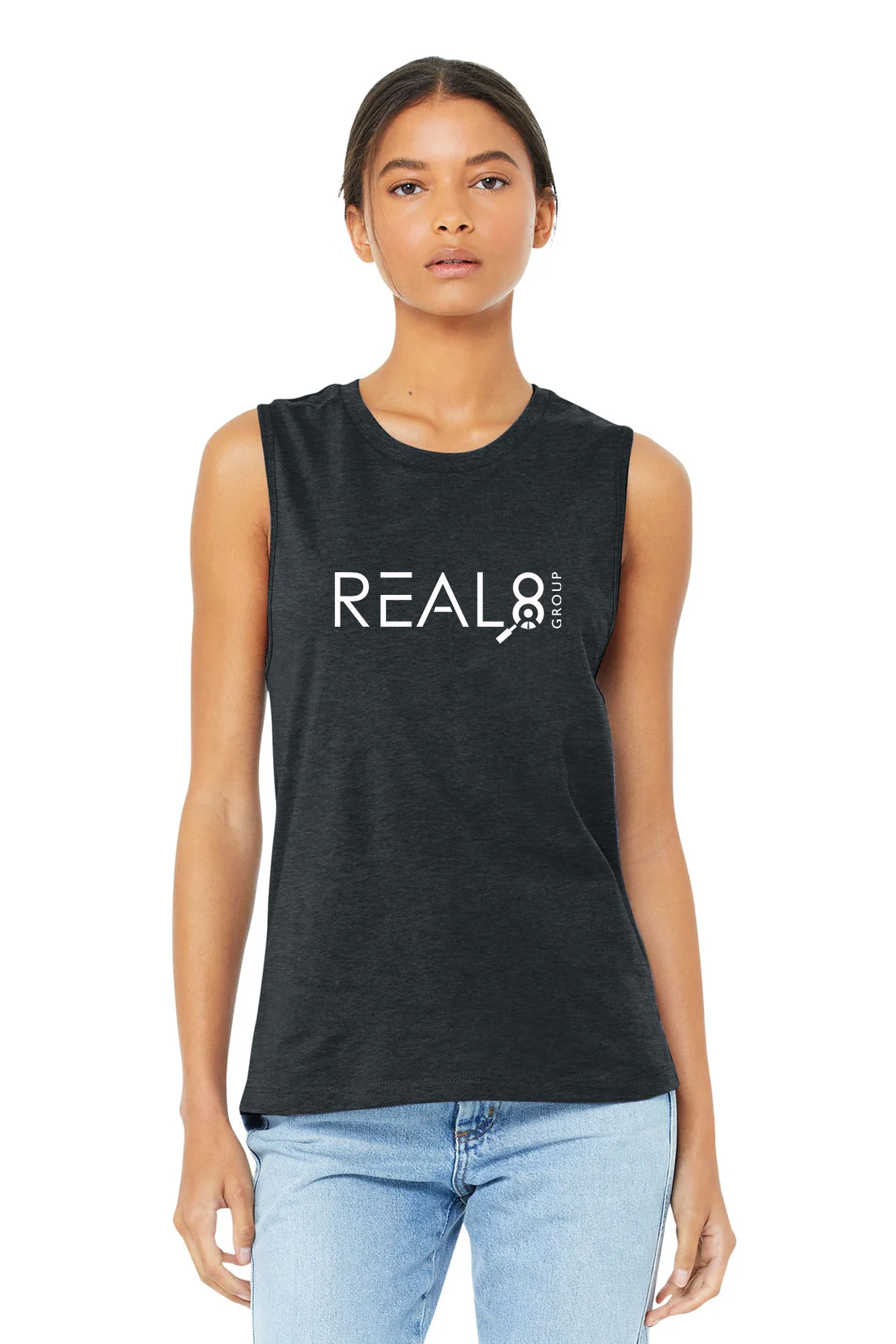 Bella Canvas Womens Jersey Muscle Tank, Dark Grey Heather [Real8 Group]