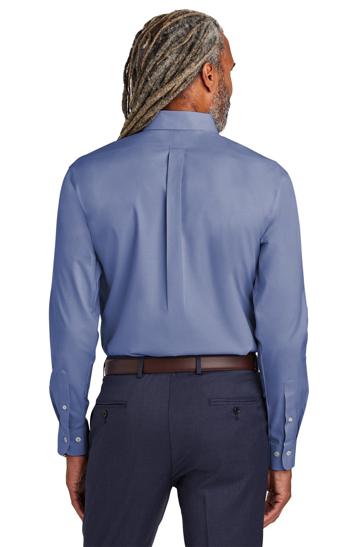 Brooks Brothers Tall Wrinkle-Free Stretch Pinpoint Custom Shirts, Cobalt Blue [Orange by Fooda]