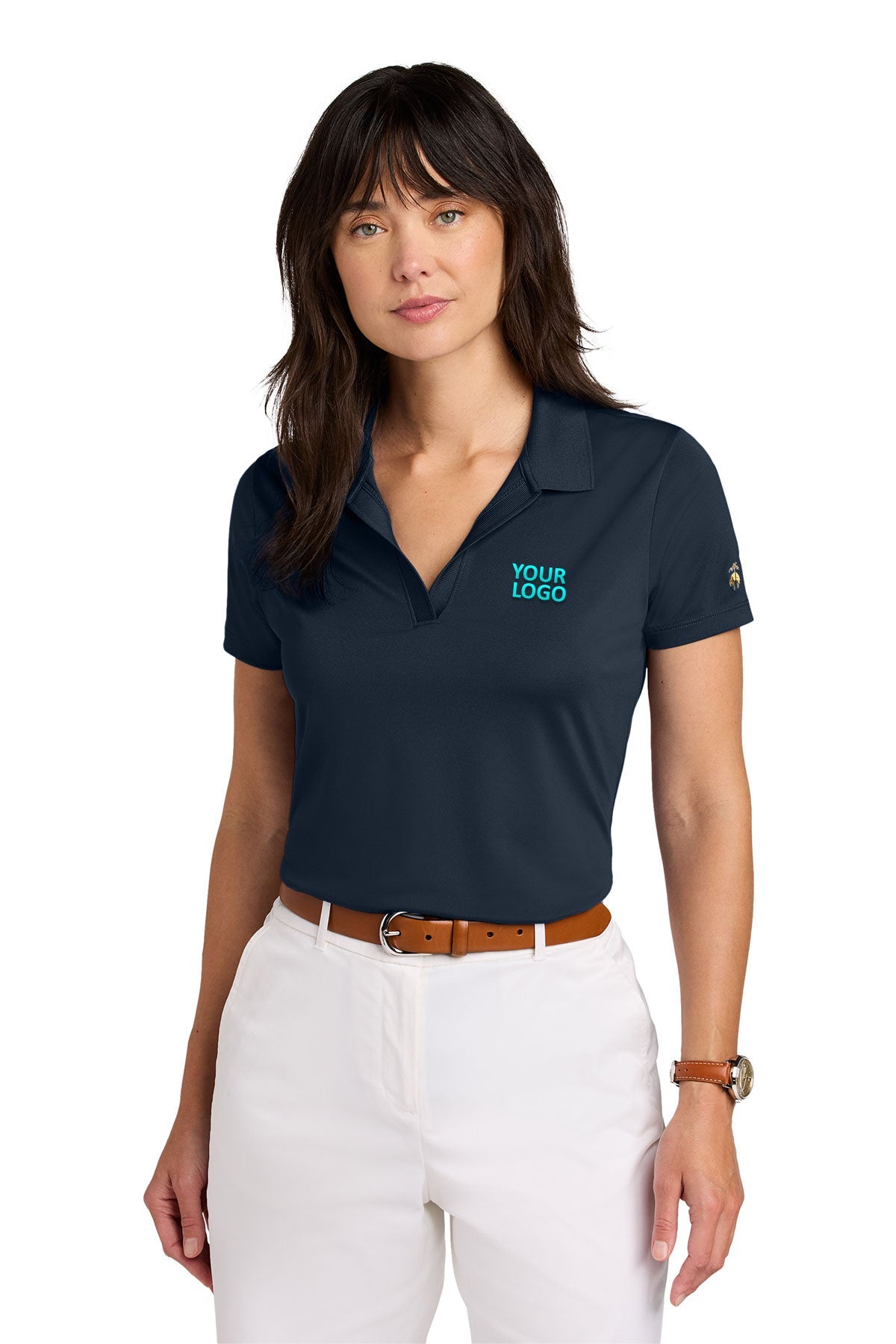 Brooks Brothers Womens Mesh Pique Performance Custom Polos, Navy Blazer
