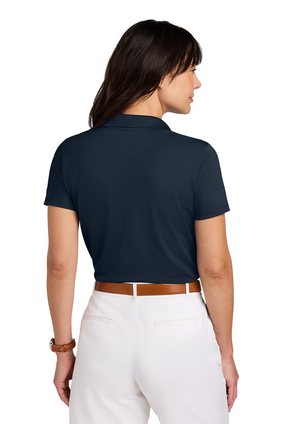 Brooks Brothers Womens Mesh Pique Performance Custom Polos, Navy Blazer [Cunningham & Associates, LLC]