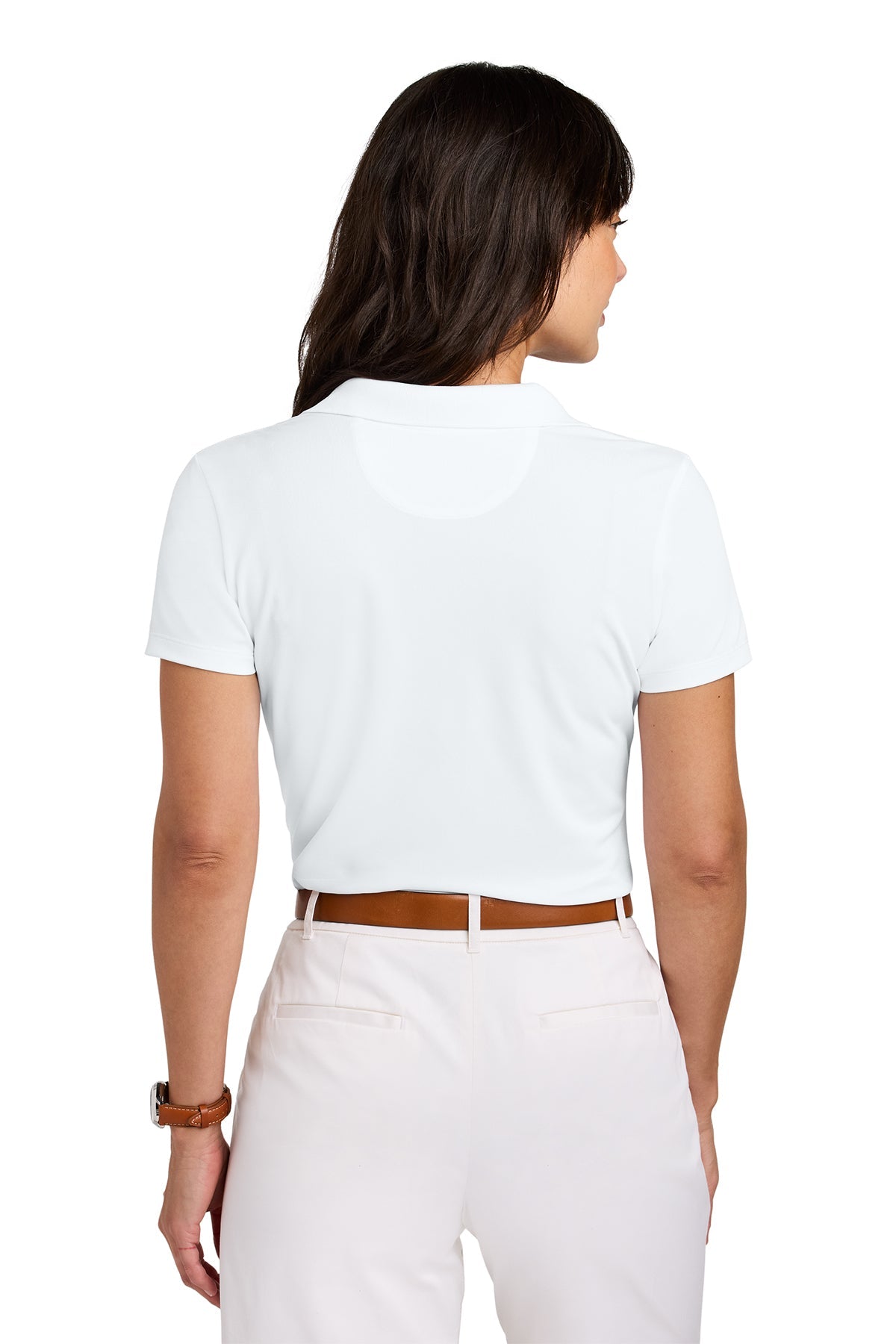 Brooks Brothers Womens Mesh Pique Performance Custom Polos, White