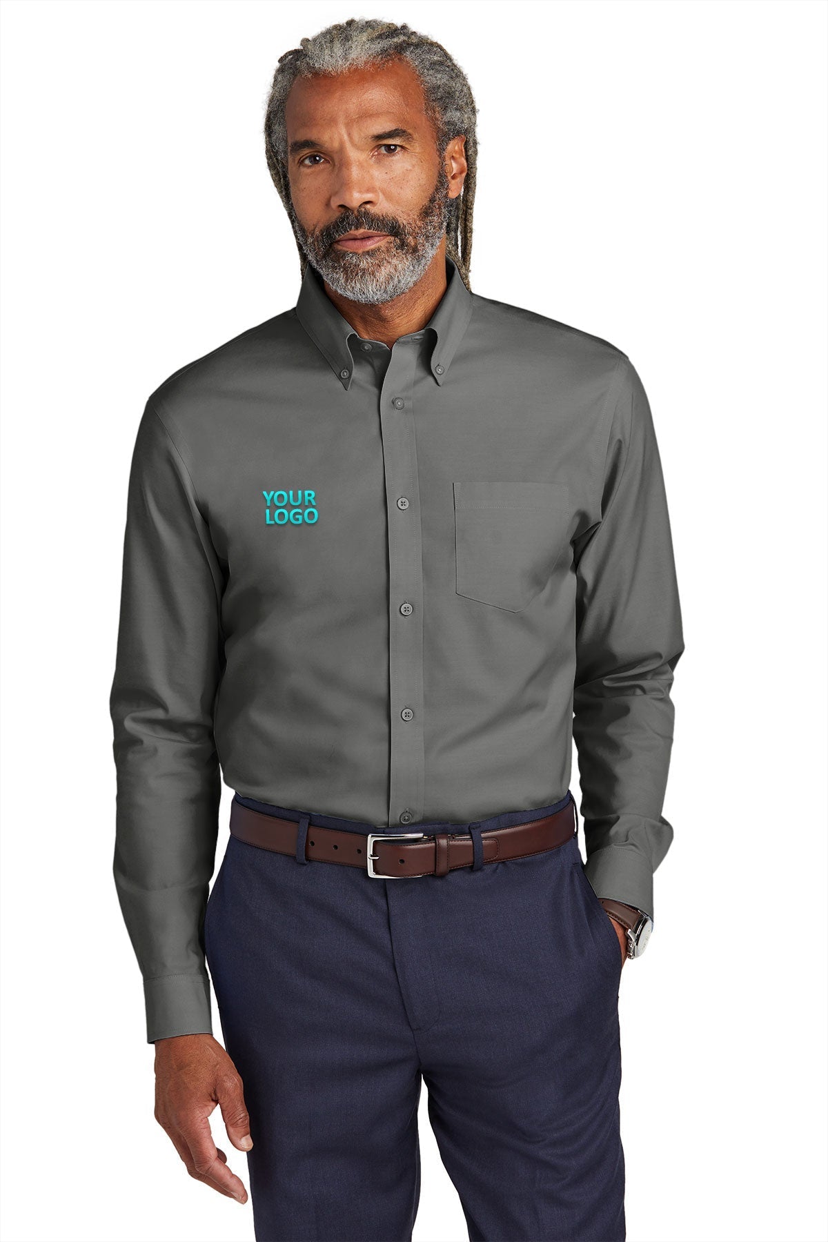 Brooks Brothers Tall Wrinkle-Free Stretch Pinpoint Custom Shirts, Deep Black [West Texas Counseling & Guidance]