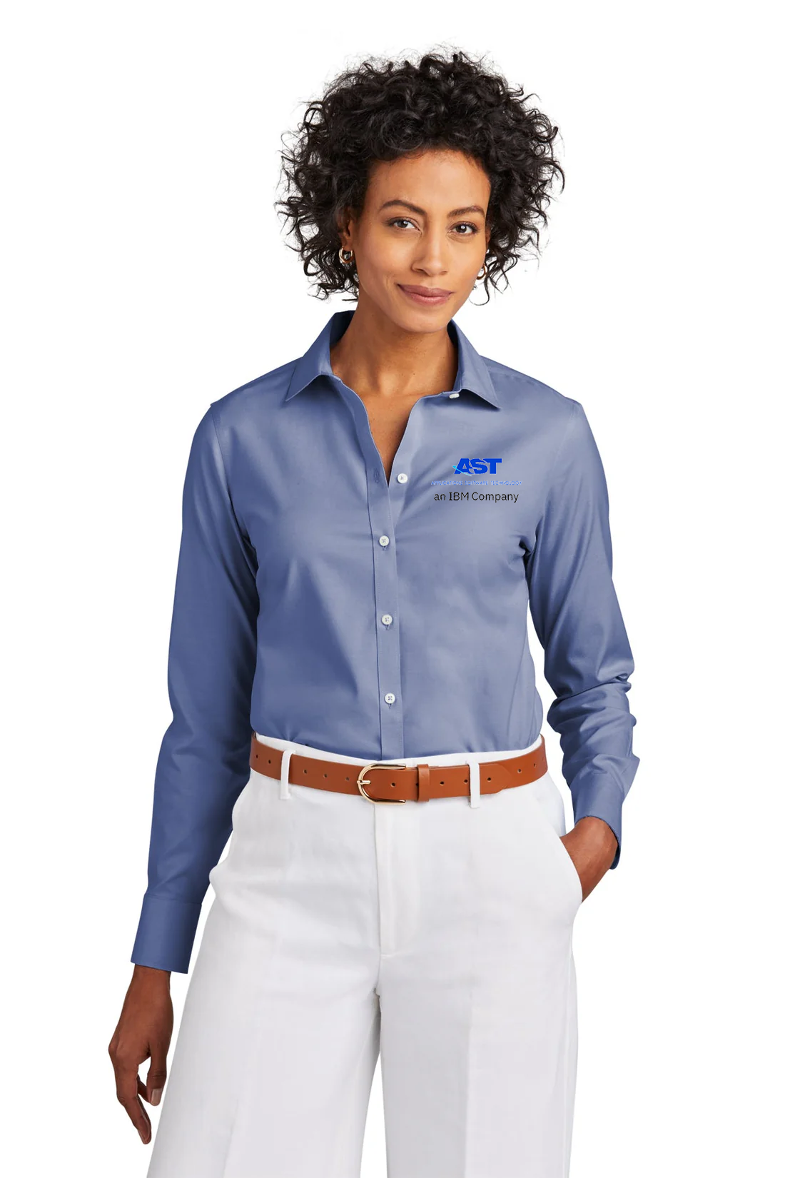Brooks Brothers Womens Wrinkle-Free Stretch Pinpoint Shirt, Cobalt Blue [AST]