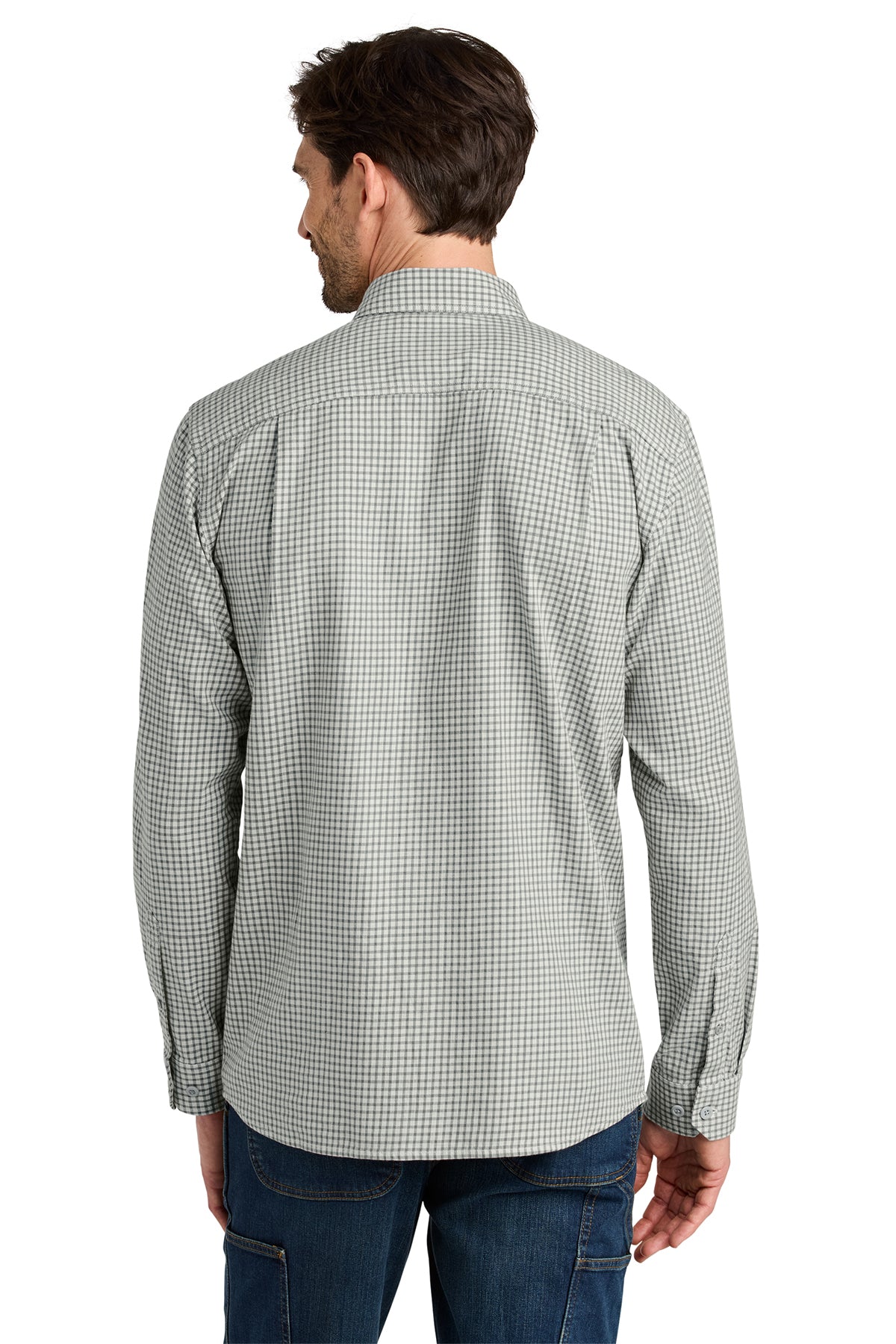 Carhartt Rugged Flex Plaid Long Sleeve Custom Shirts, Check Steel Malt