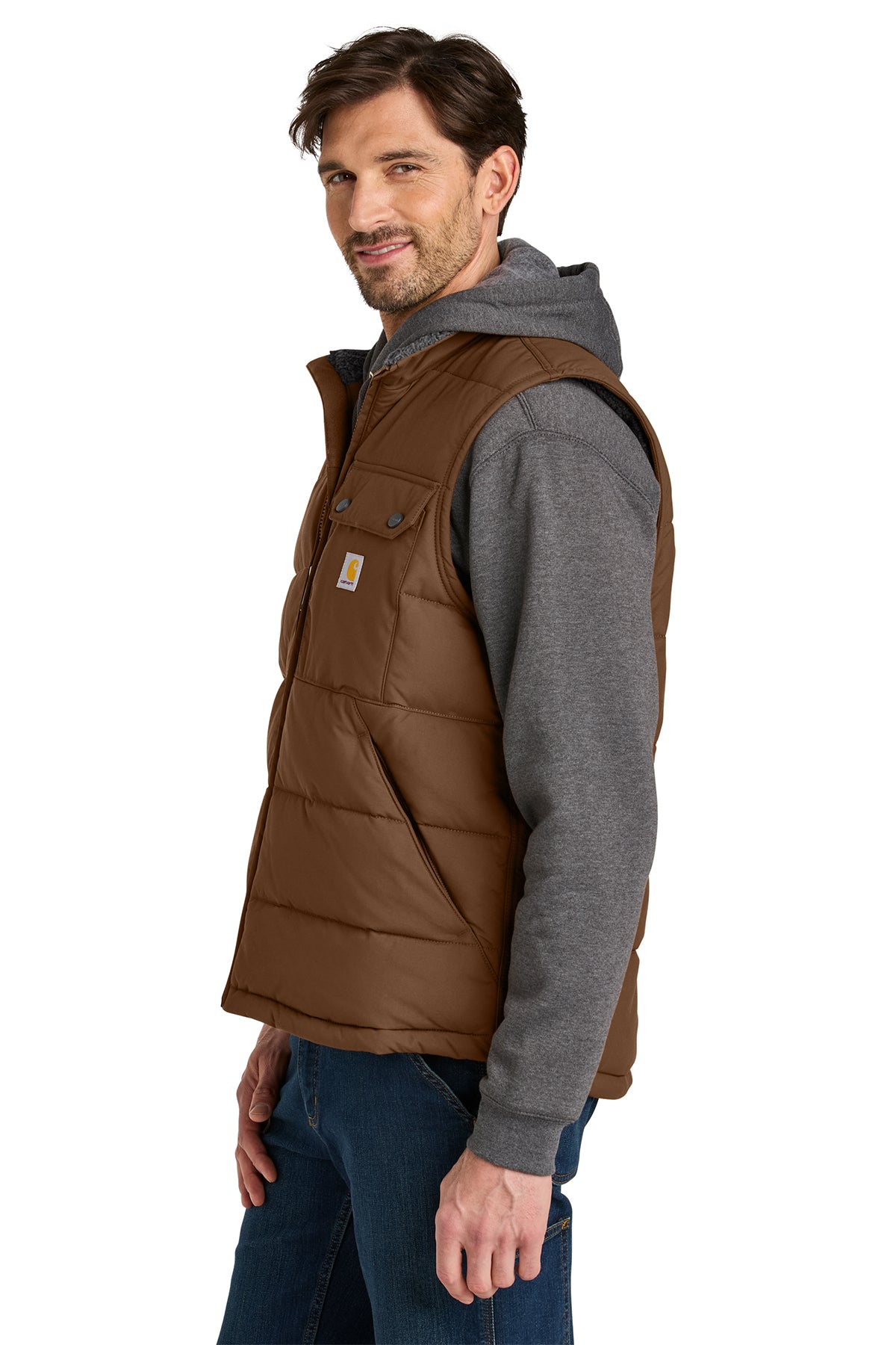 Carhartt Montana Insulated Custom Vests, Red Duck Brown [Matos Builders]