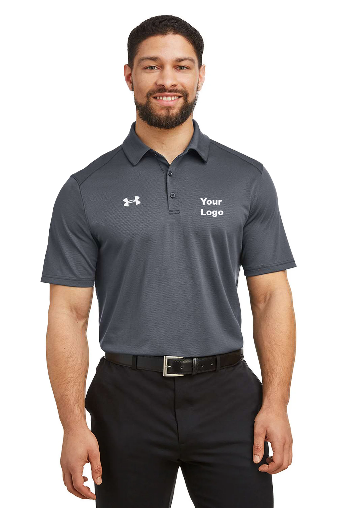 Under Armour Men's Tech Custom Polos, CS Grey Light Heather [Lendware]