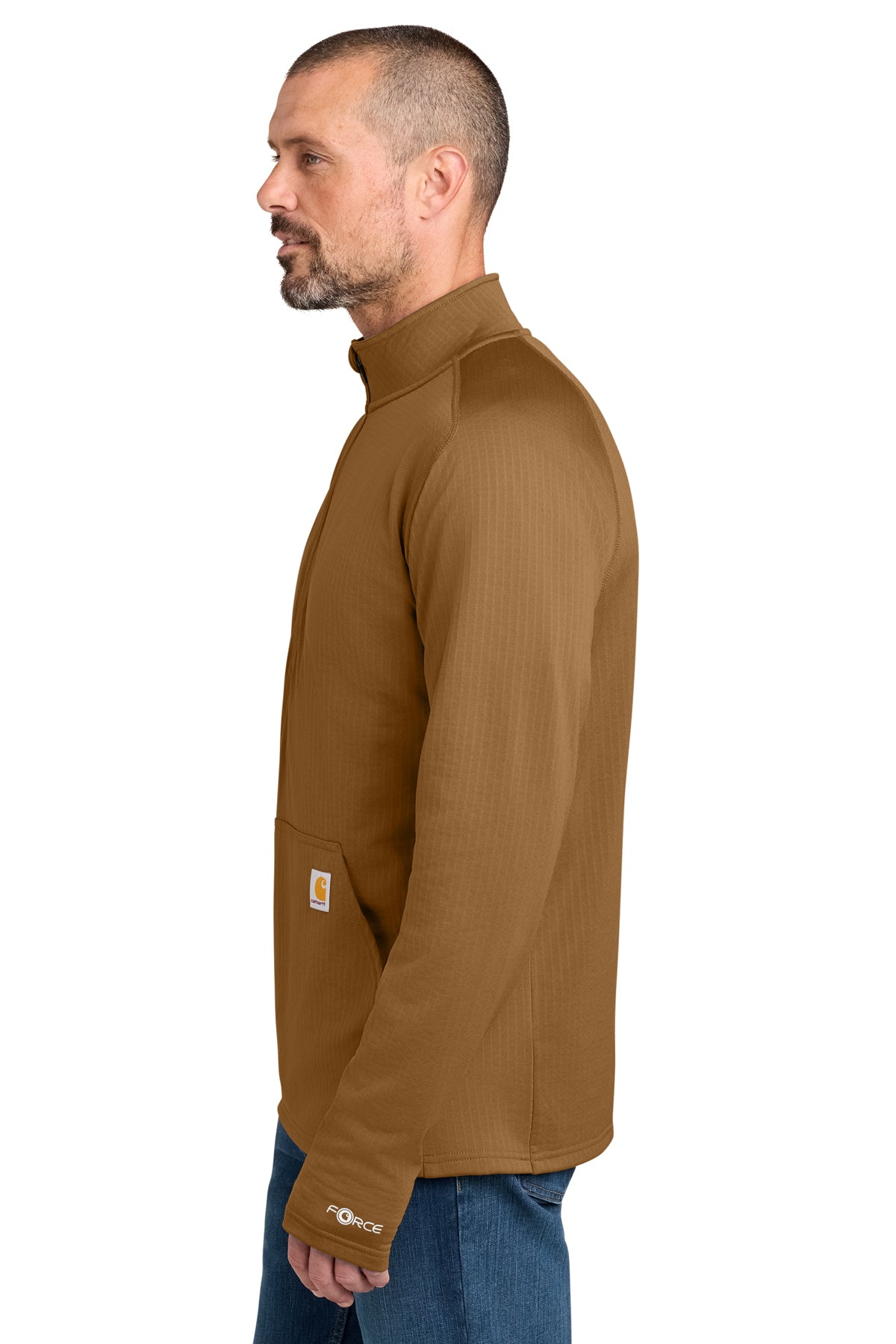 Carhartt Force Custom 1/2-Zip Grid Fleece, Carhartt Brown