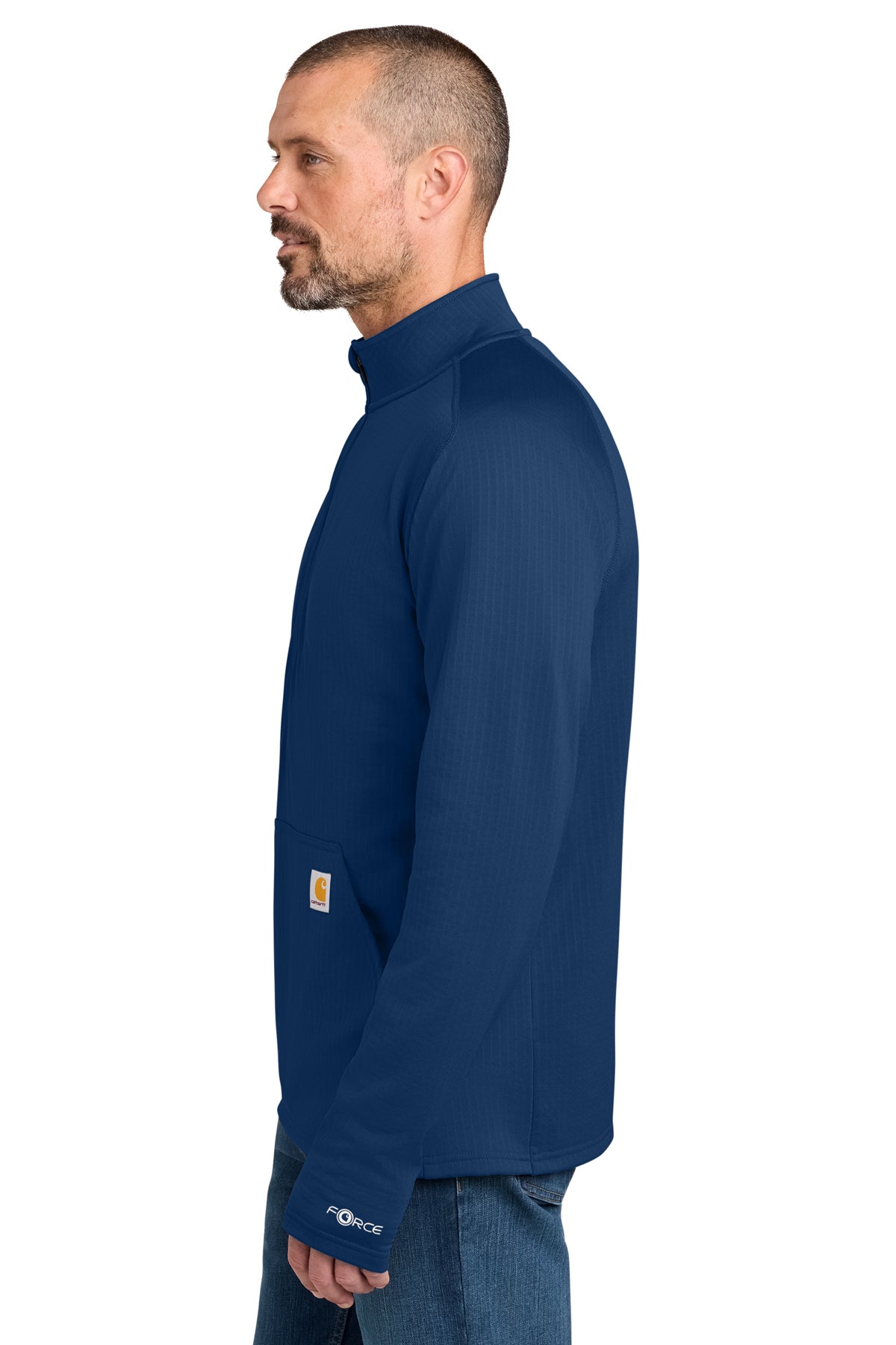 Carhartt Force Custom 1/2-Zip Grid Fleece, Dark Cobalt Blue