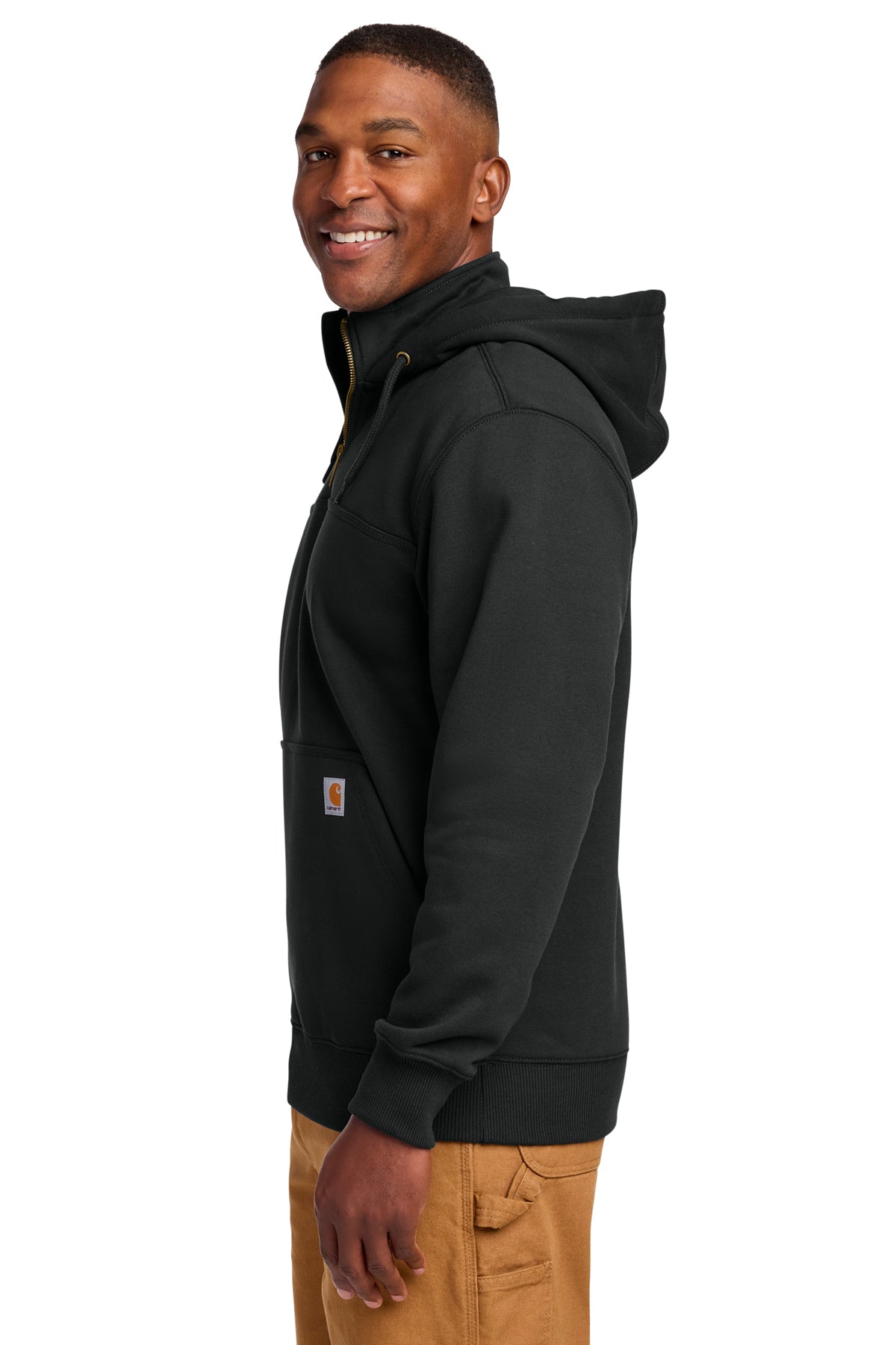 Carhartt Tall Rain Custom Paxton Hooded Mock Sweatshirts, Black