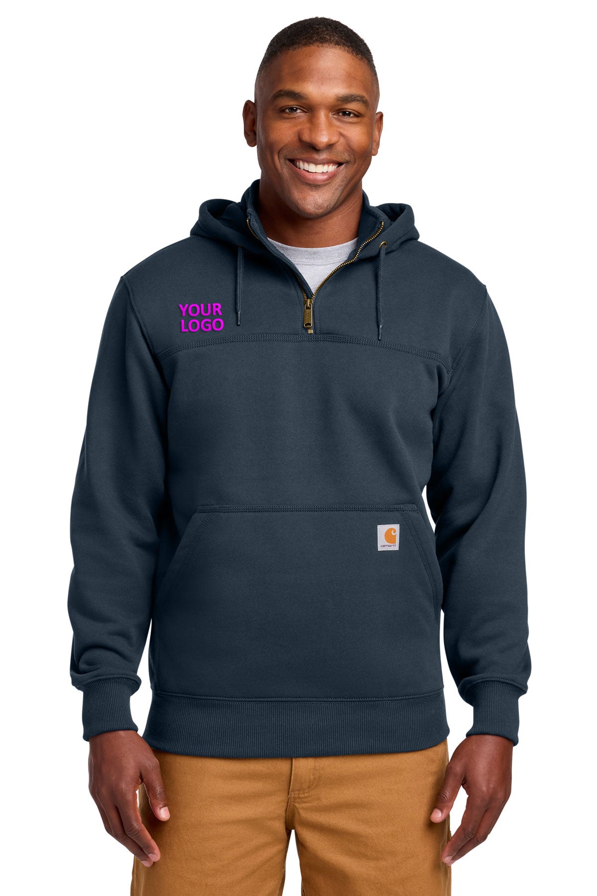 Carhartt Tall Rain Custom Paxton Hooded Mock Sweatshirts, New Navy