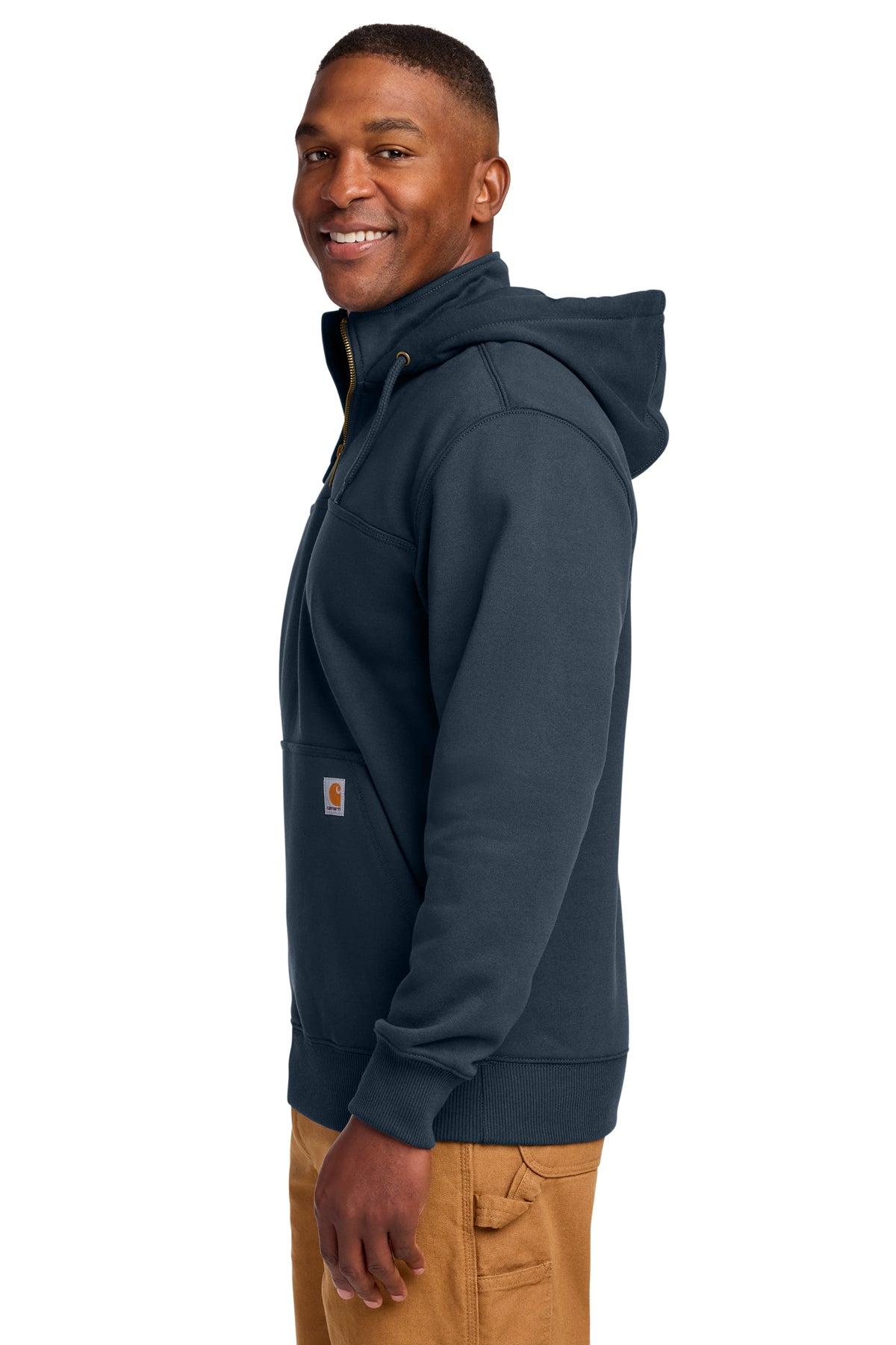 Carhartt Tall Rain Custom Paxton Hooded Mock Sweatshirts, New Navy