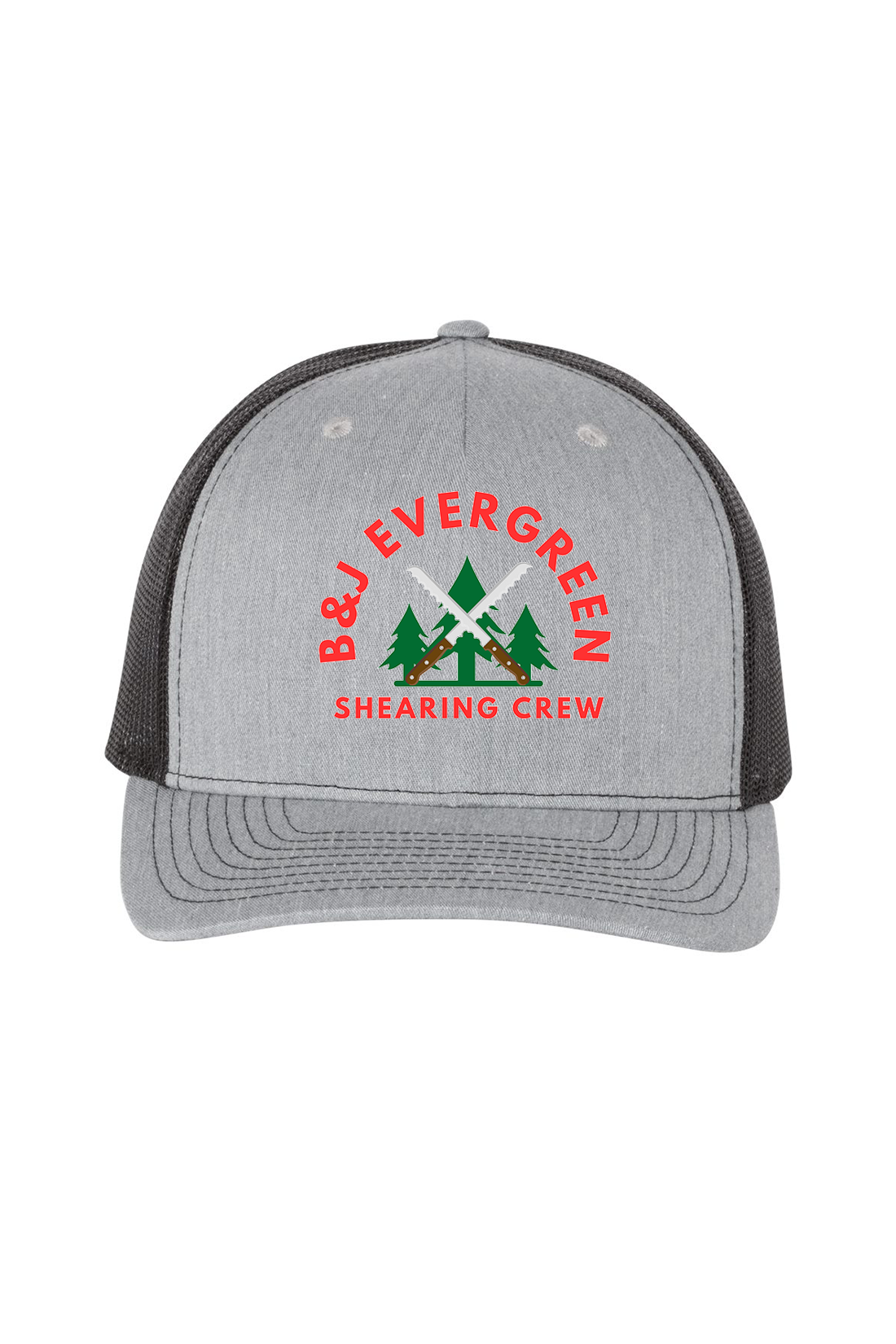 Richardson Five-Panel Trucker Cap, Heather Grey / Black [B&J Evergreen]