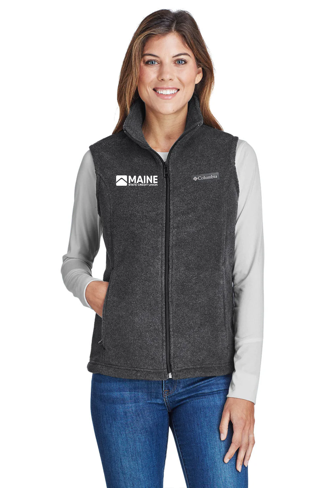 Columbia Ladies Benton Springs Vest, Charcoal Heather [Maine State Credit Union]