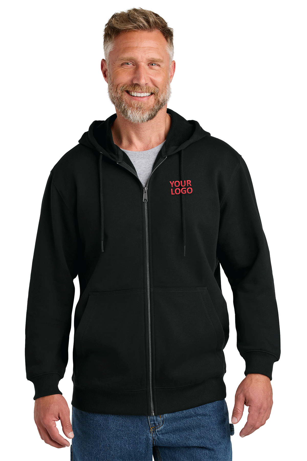 CornerStone Tough Fleece Custom Full-Zip Hoodies, Black [sean@hearthcorp.com]