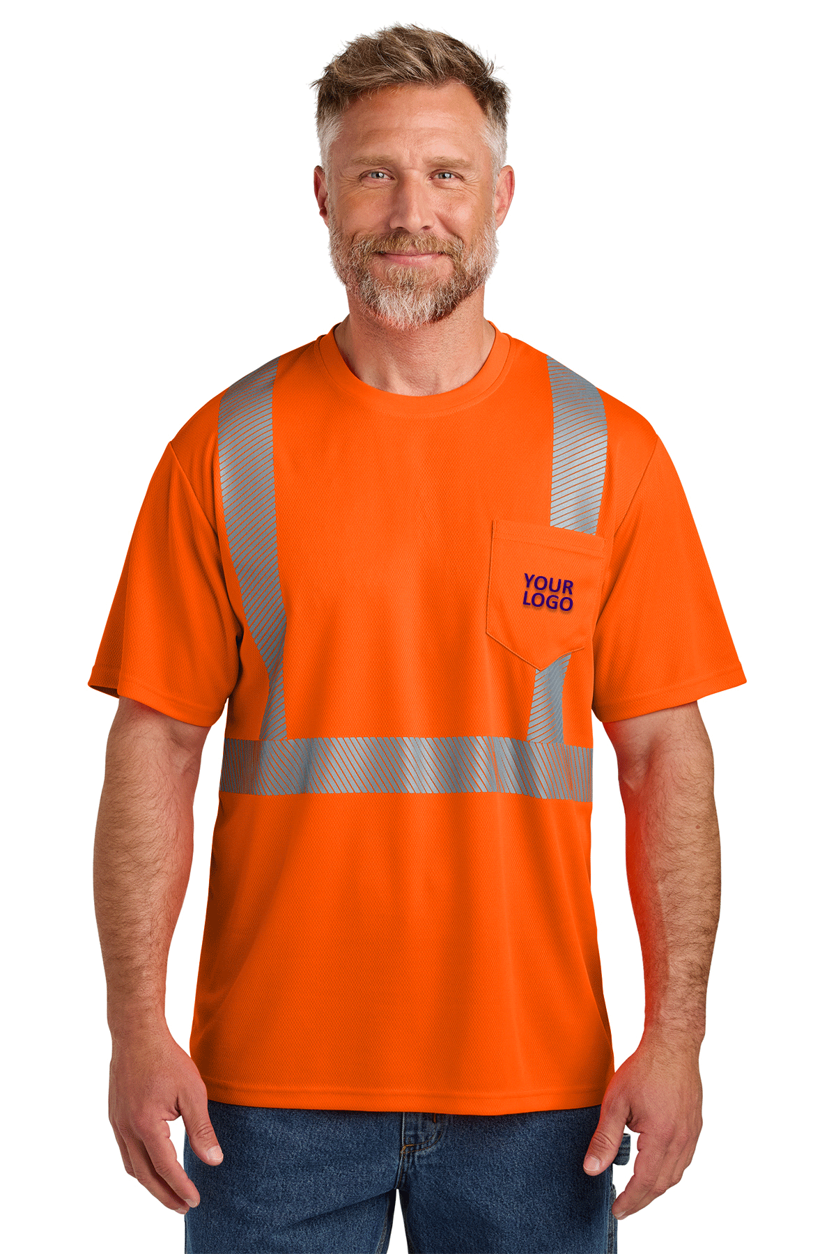 CornerStone ANSI 107 Class 2 Segmented Custom Tape Tees, Safety Orange [Northern Lights Locating & Inspection]