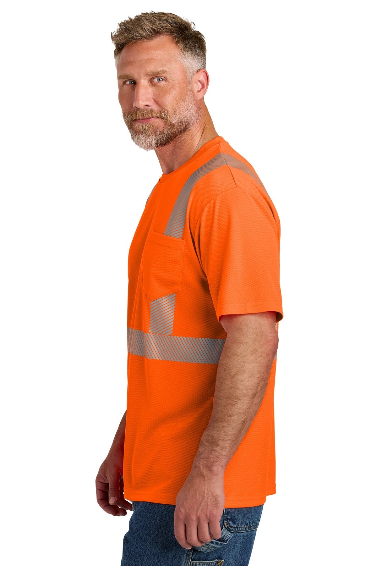 CornerStone ANSI 107 Class 2 Segmented Custom Tape Tees, Safety Orange [Northern Lights Locating & Inspection]