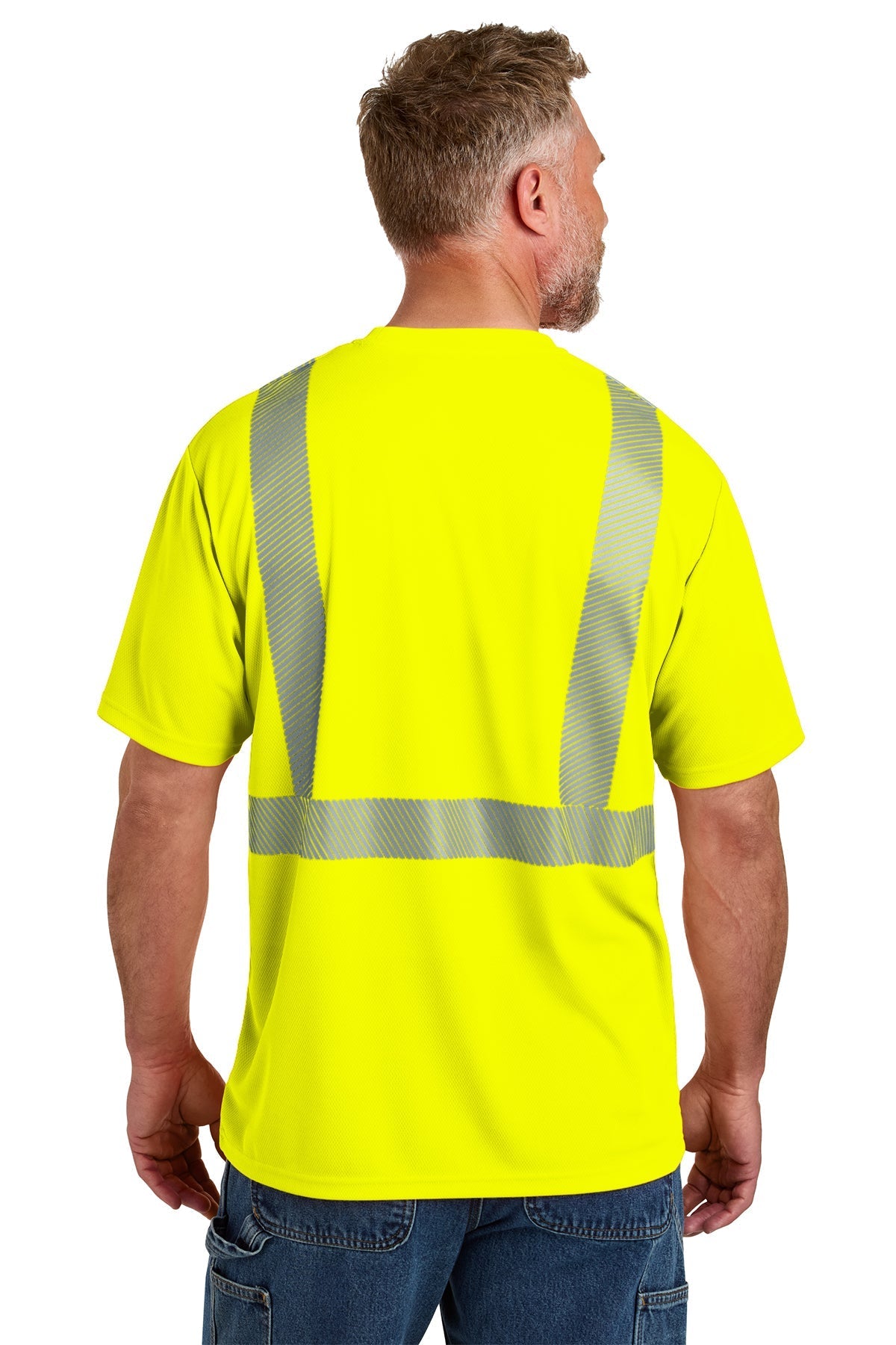 CornerStone ANSI 107 Class 2 Segmented Custom Tape Tees, Safety Yellow [Northern Lights Locating & Inspection]