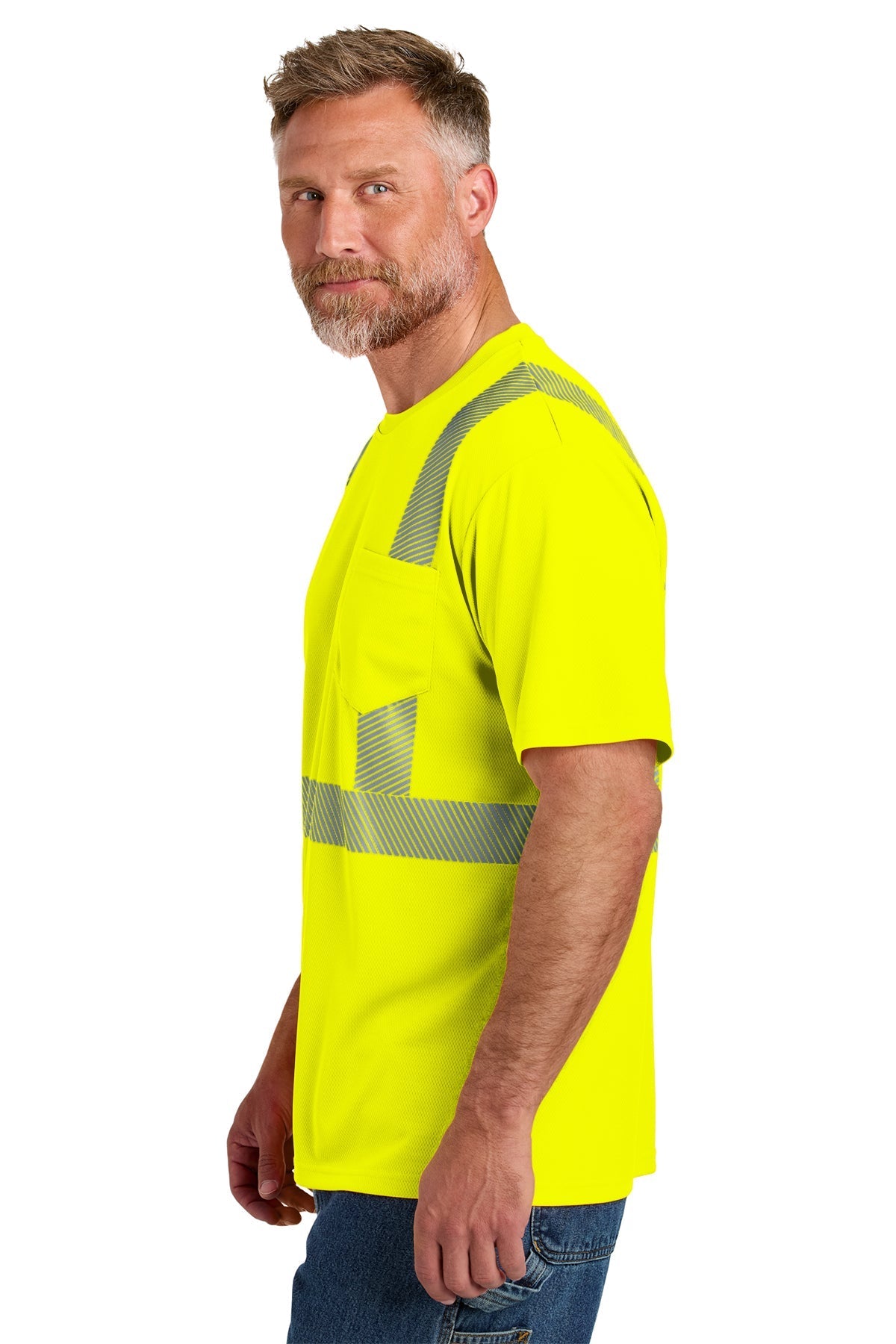 CornerStone ANSI 107 Class 2 Segmented Custom Tape Tees, Safety Yellow [Northern Lights Locating & Inspection]