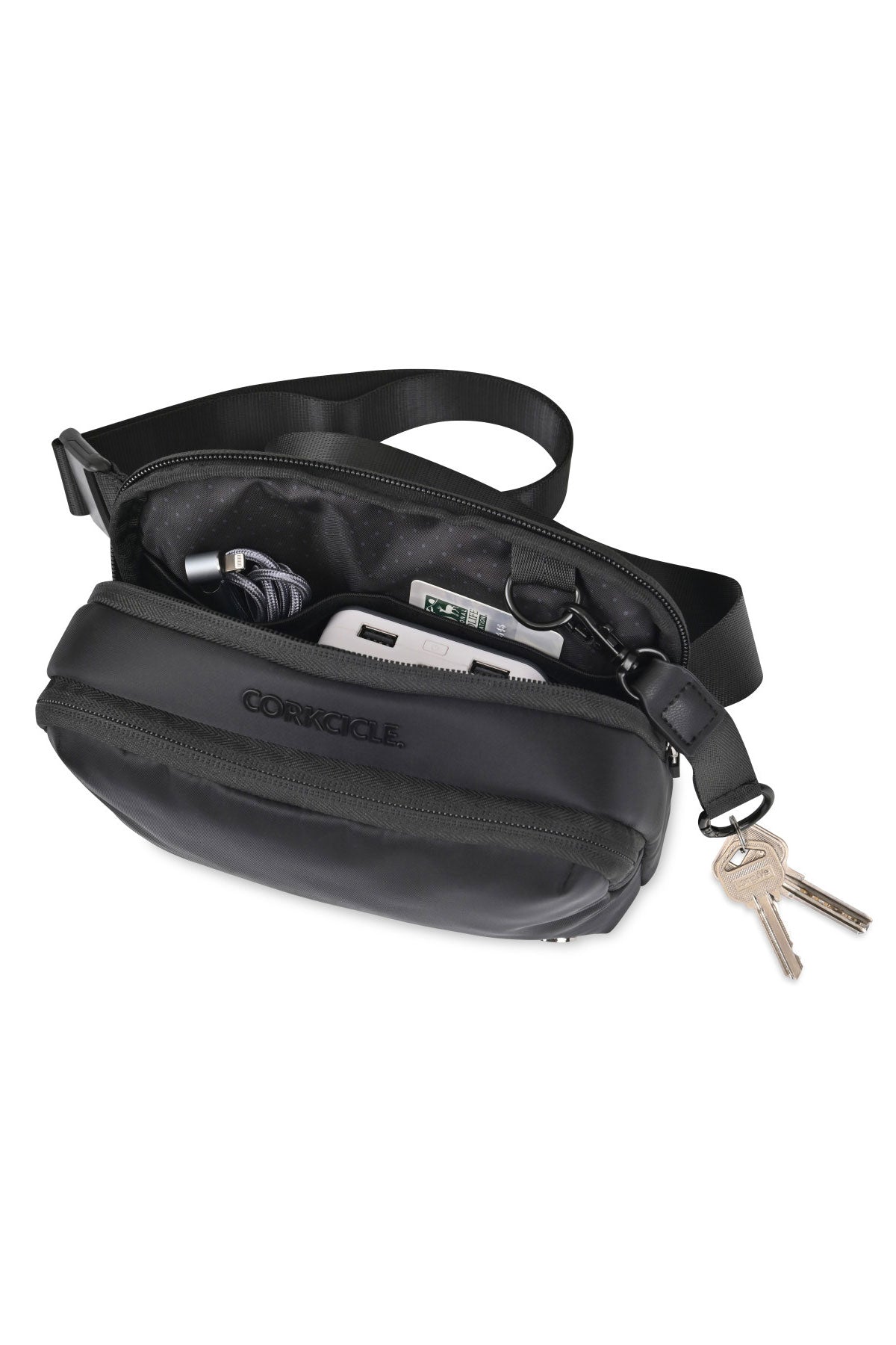 Corkcicle Series A Crossbody Belt Custom Bag, Black [Fooda]