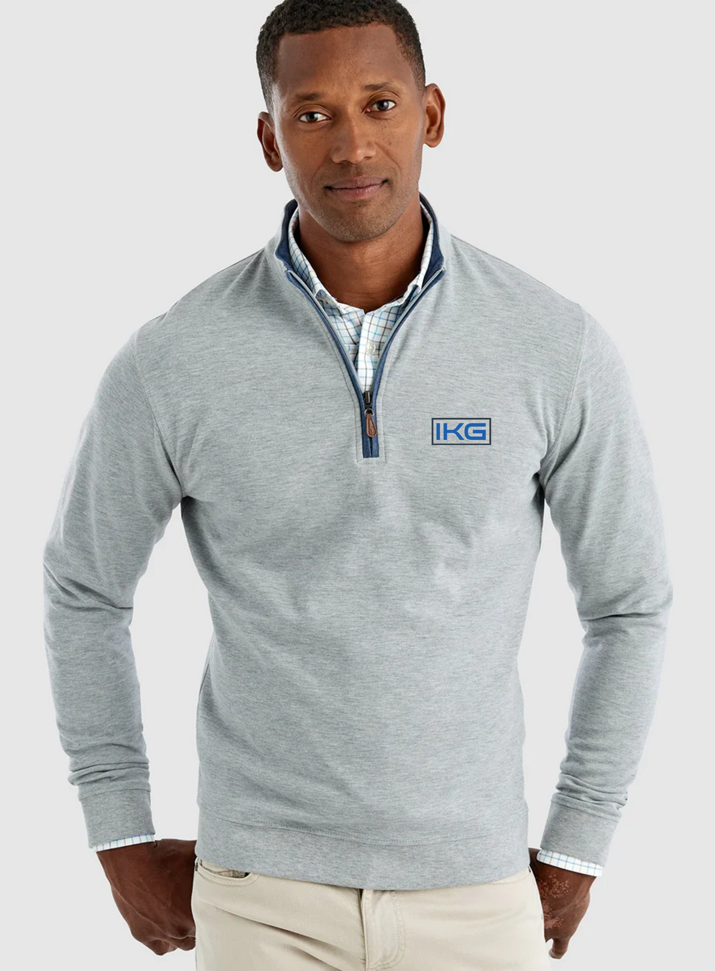 Johnnie O Mens Sully 1/4 Zip Pullover, Light Gray [IKG]