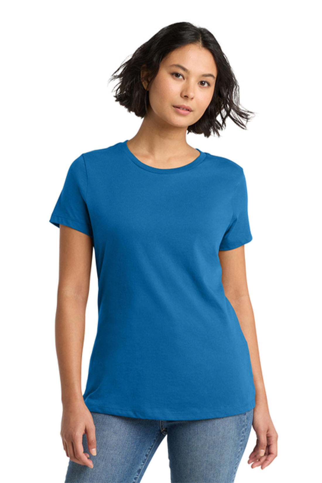 District Women’s Perfect Weight Custom Tees, Bright Blue