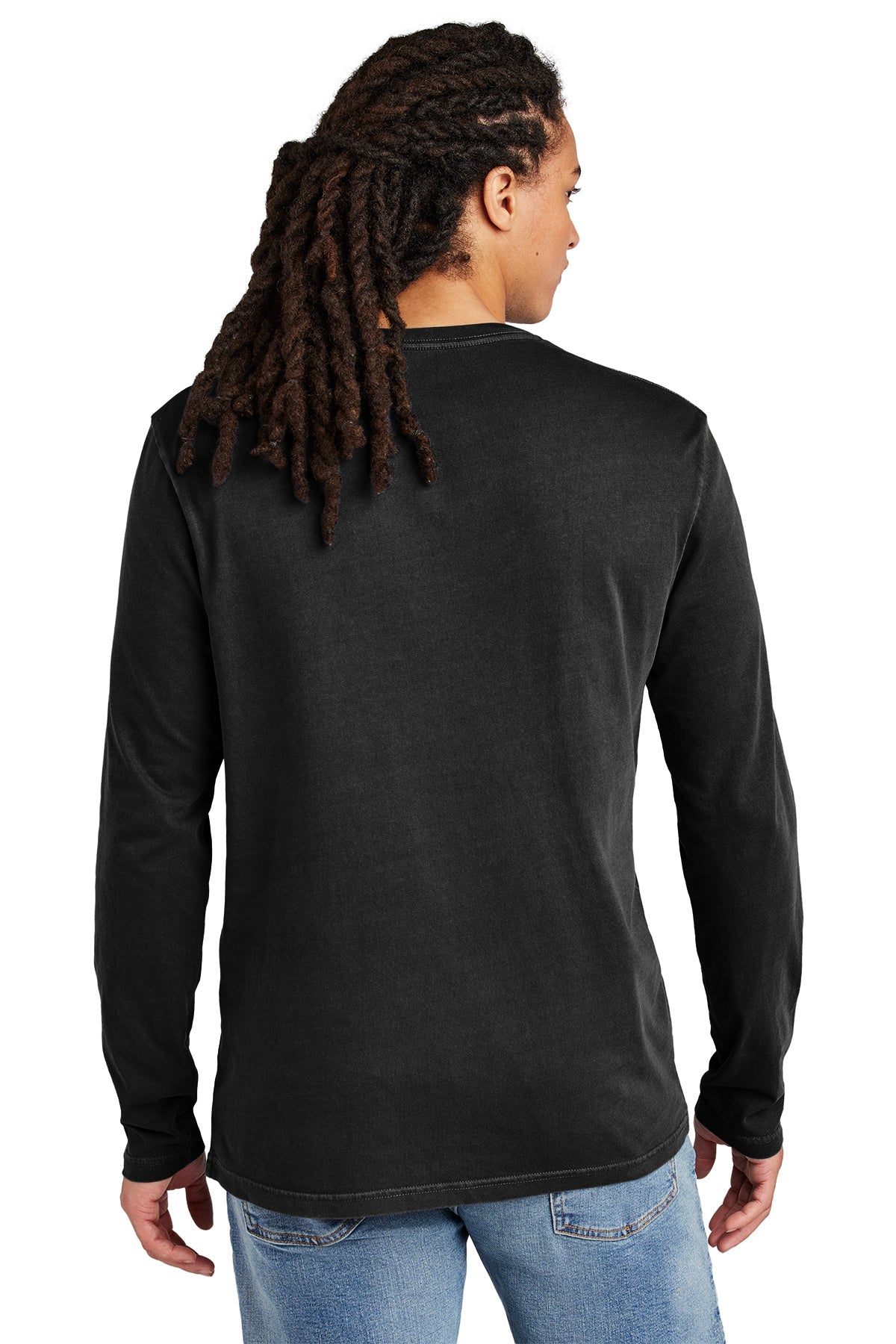 District Wash Long Sleeve Custom Tee's, Black