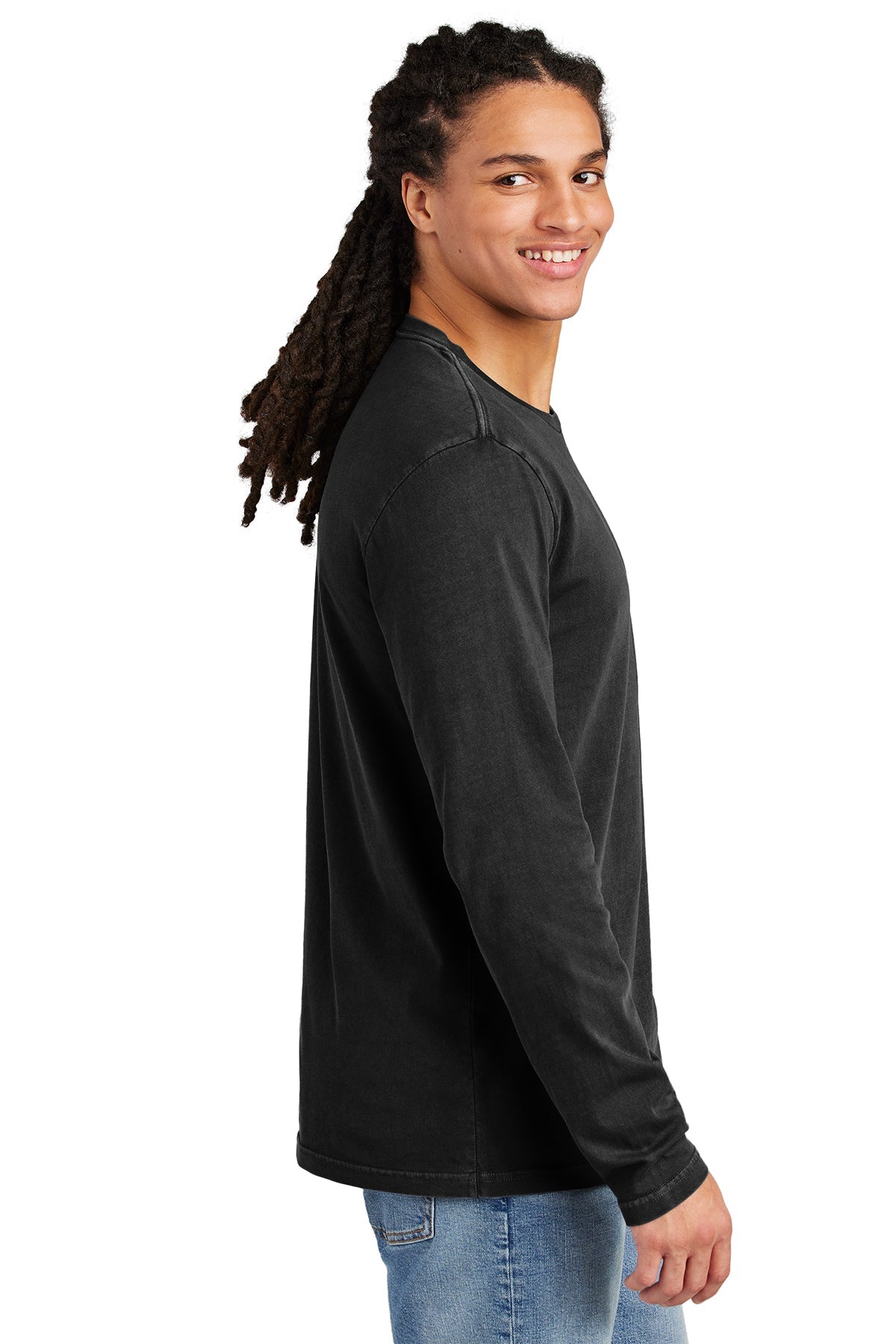 District Wash Long Sleeve Custom Tee's, Black