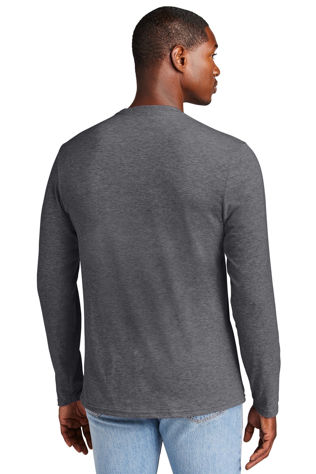 District Young Mens Very Important Long Sleeve Tee's, Heathered Charcoal [BC Forward]