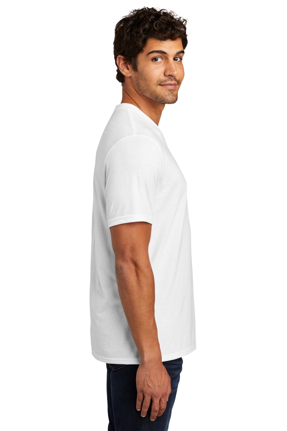 District Perfect Tri V-Neck Custom Tees, White [Kizen]