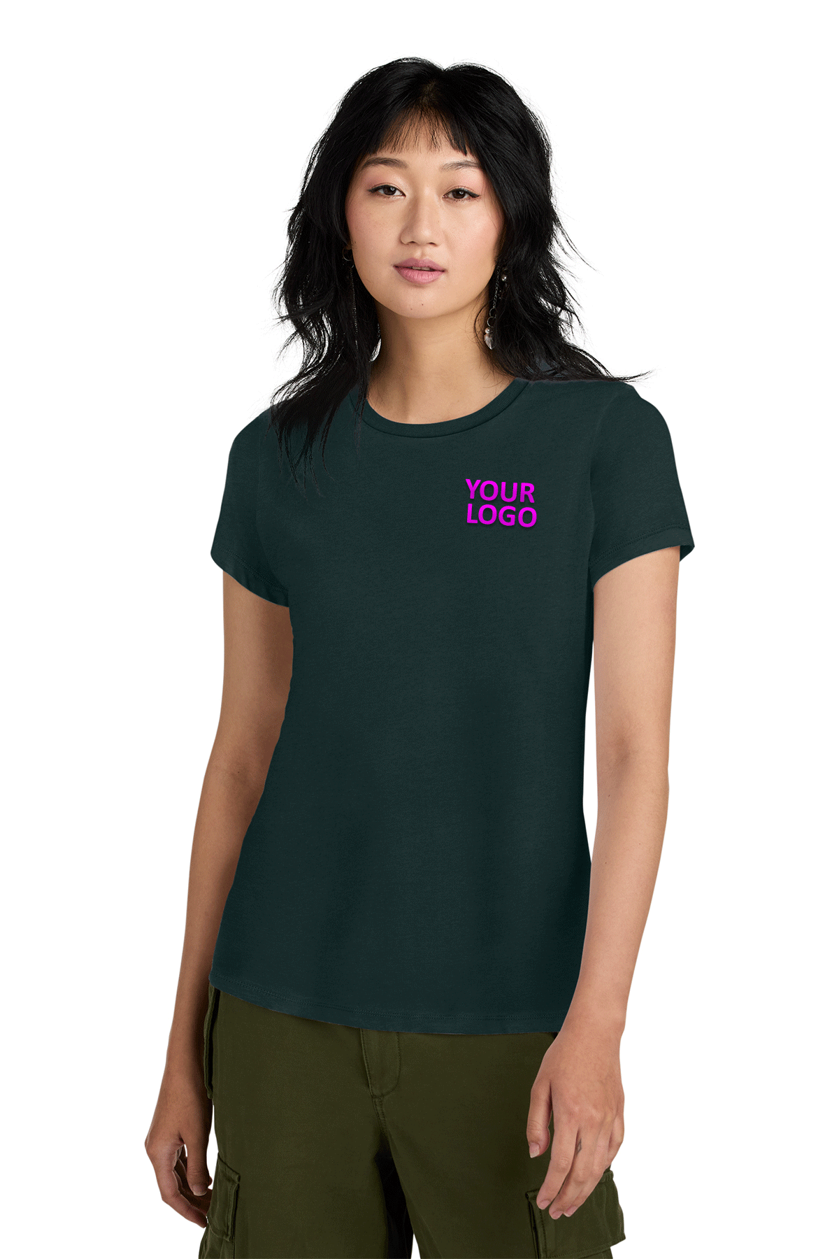 District Women’s Perfect Weight Custom Tees, Rainforest [Tongue Point Job Corps]