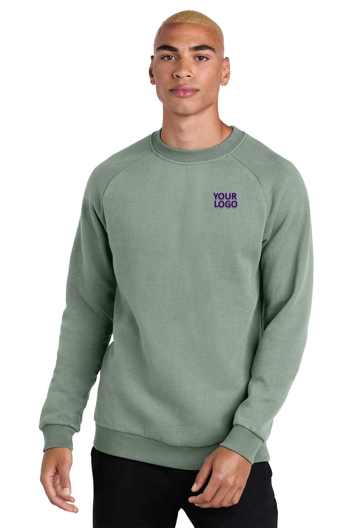 District Slate Green DT7804 custom logo sweatshirts embroidered