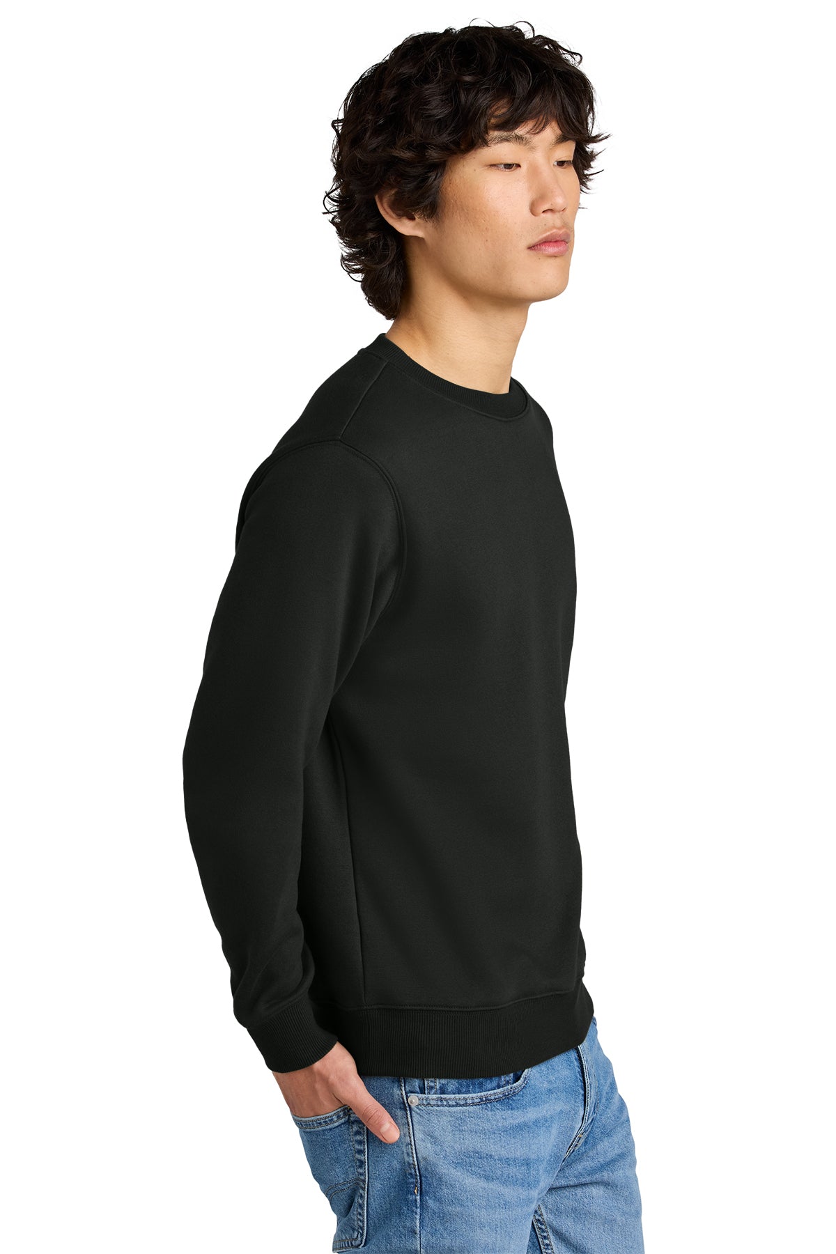 District Perfect Weight Fleece Custom Crews, Jet Black