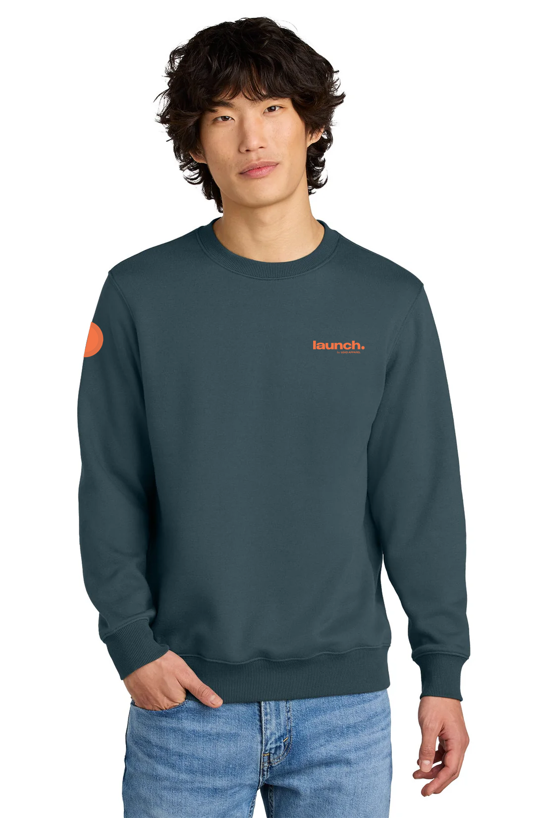 District Perfect Weight Fleece Crew, Deep Steel Blue [Launch]