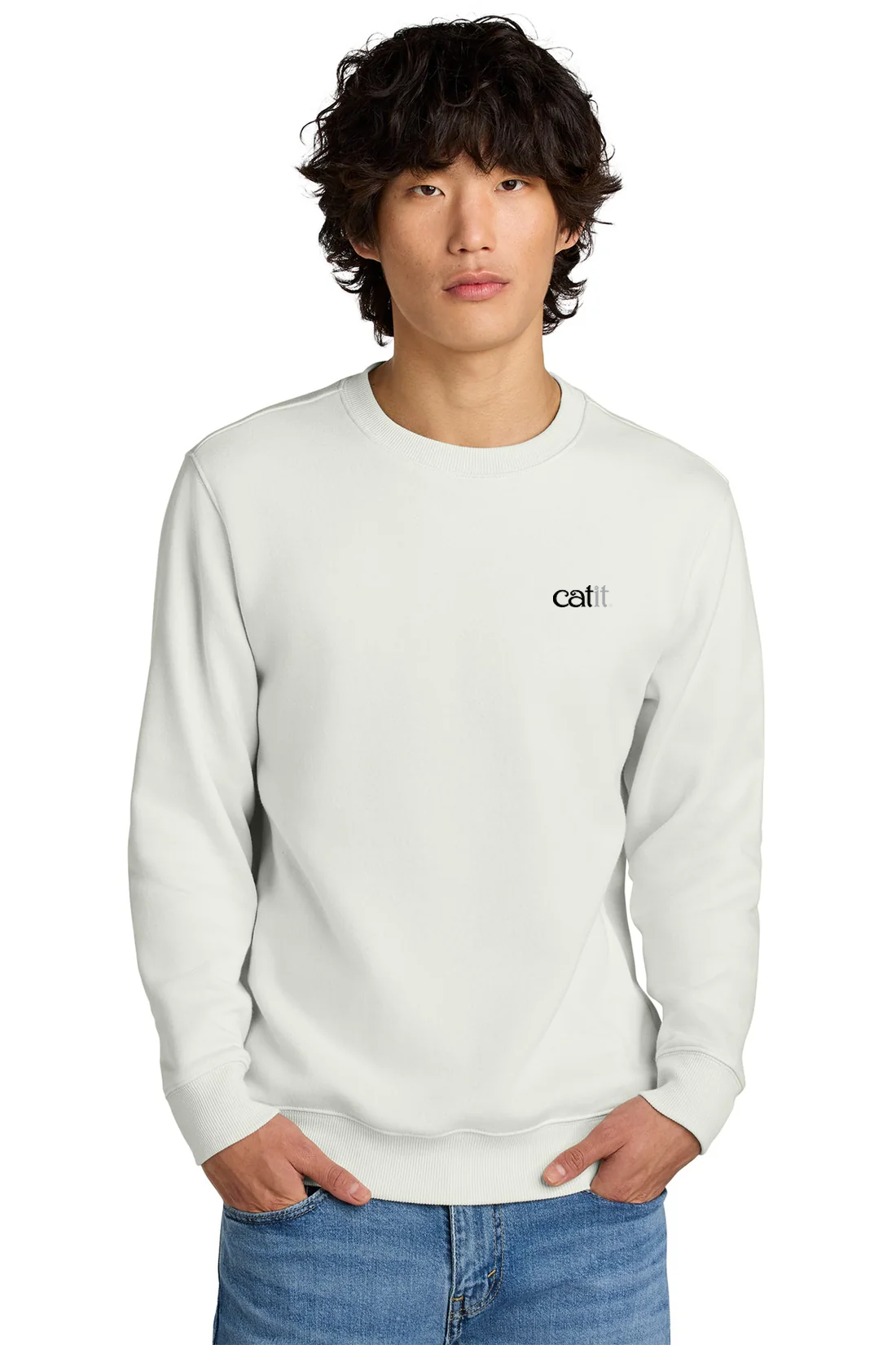 District Perfect Weight Fleece Crew, White Onyx [Hagen Group]