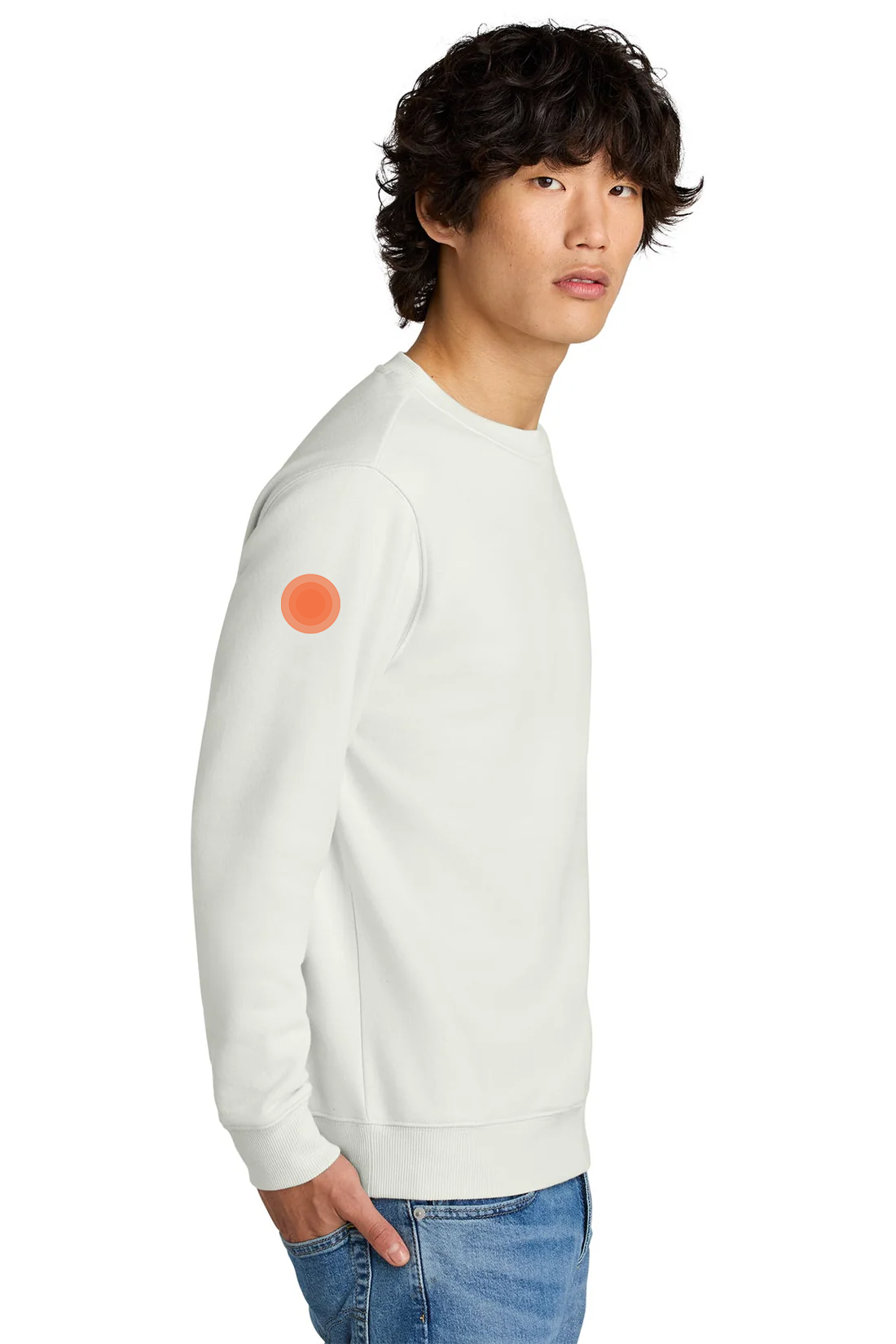 District Perfect Weight Fleece Crew, White Onyx [Launch]
