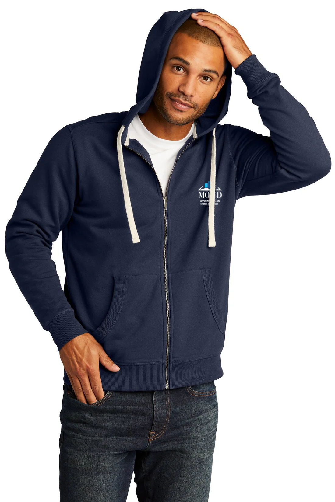 District Re-Fleece Full-Zip Hoodie, True Navy [Mecosta-Osceola ISD]
