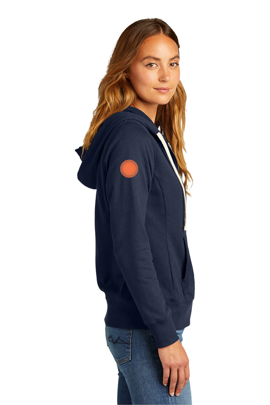 District Women's Re-Full-Zip Hoodie, True Navy [Launch]