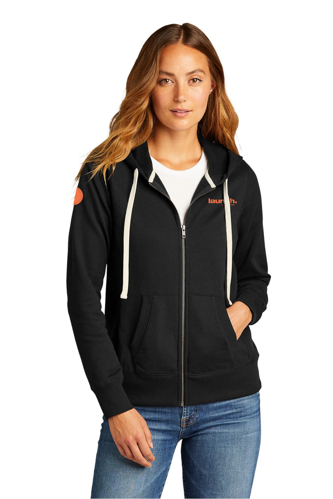 District Women's Re-Full-Zip Hoodie, Black [Launch]