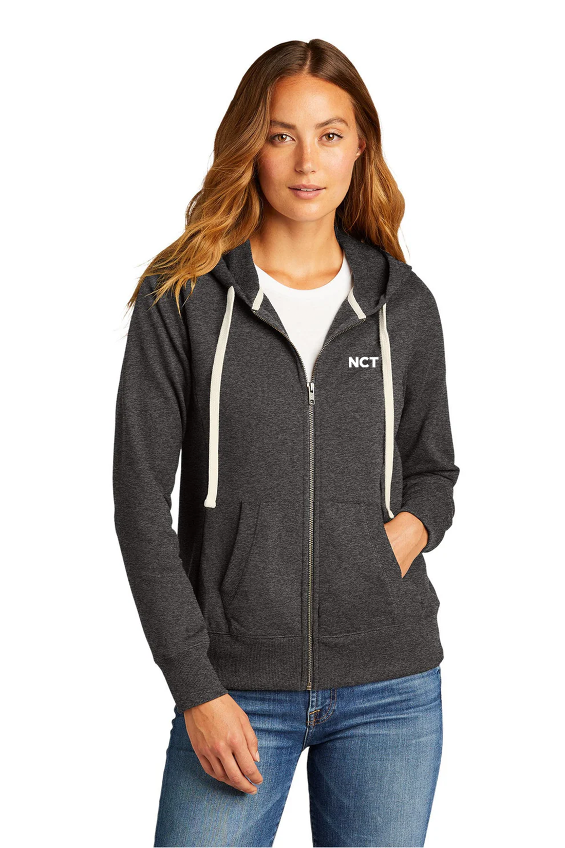 District Women's Re-Full-Zip Hoodie, Charcoal Heather [NCT]