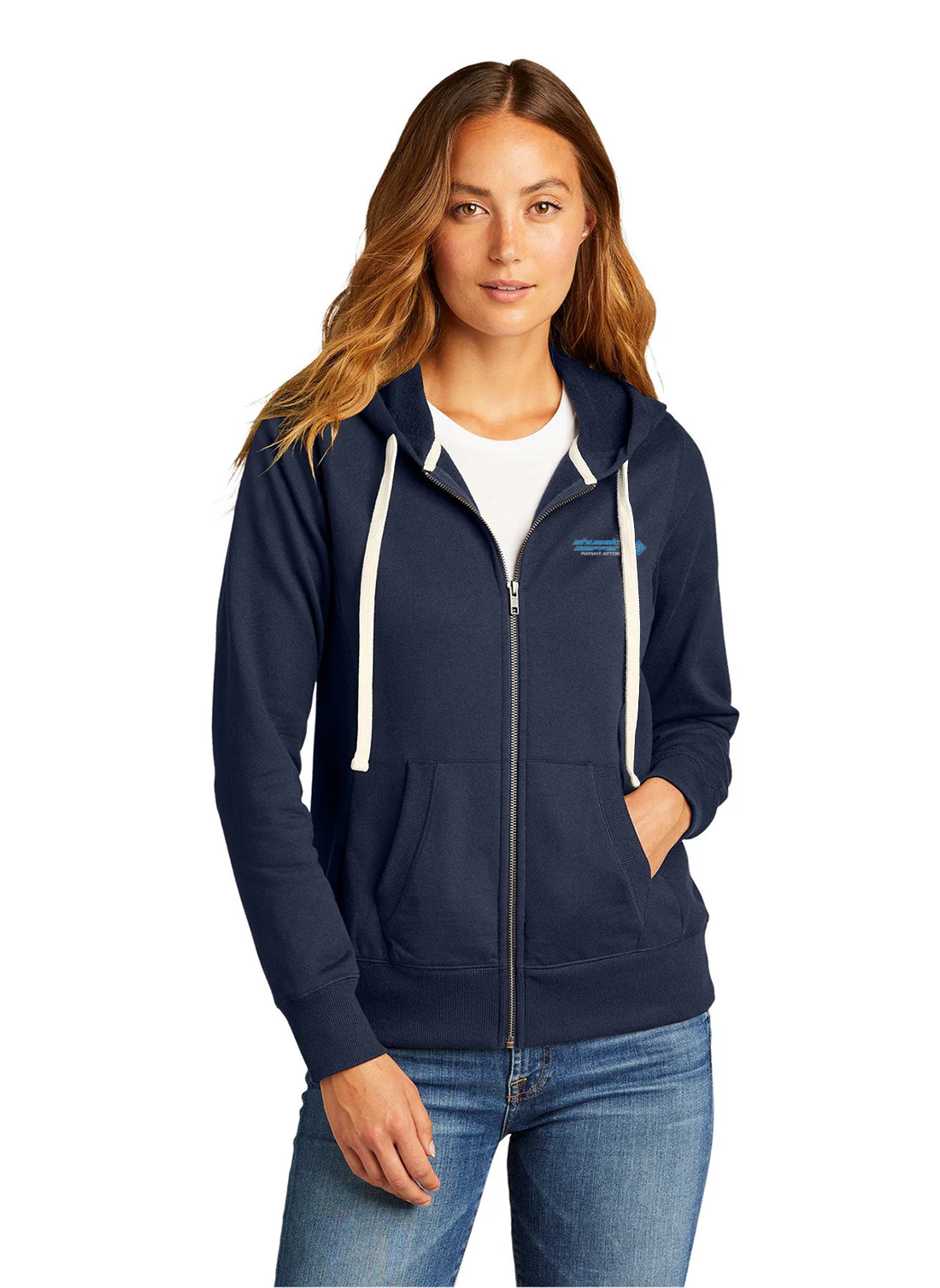 District Women's Re-Full-Zip Hoodie, True Navy [Shumaker & Sieffert]