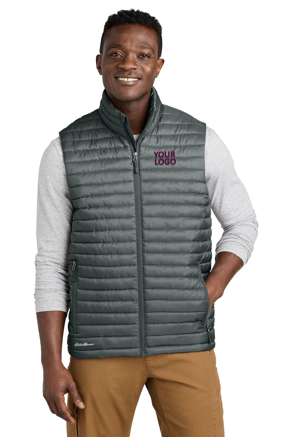 Eddie Bauer Packable Quilted Custom Vests, Metal Grey