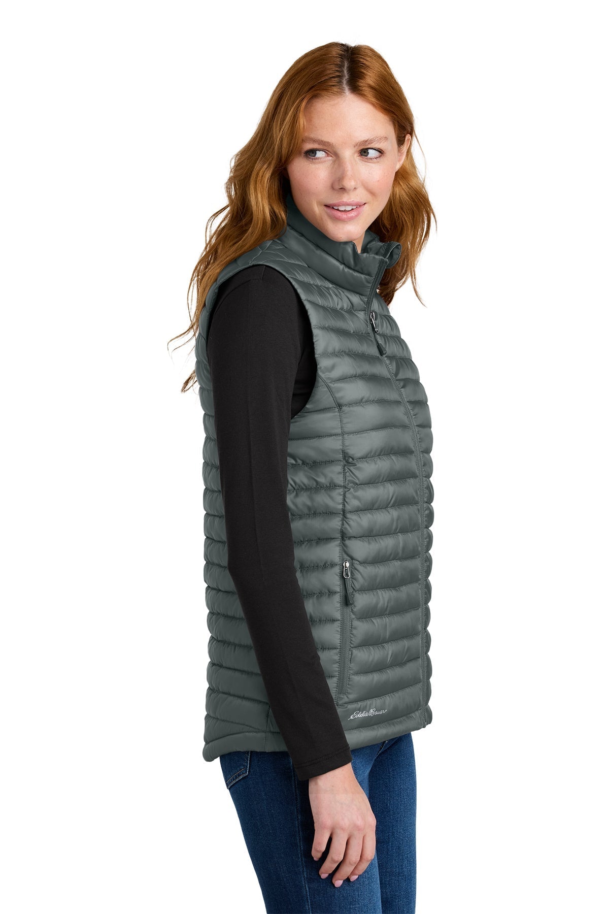 Eddie Bauer Womens Packable Quilted Custom Vests, Metal Grey [Sherpa LLC]