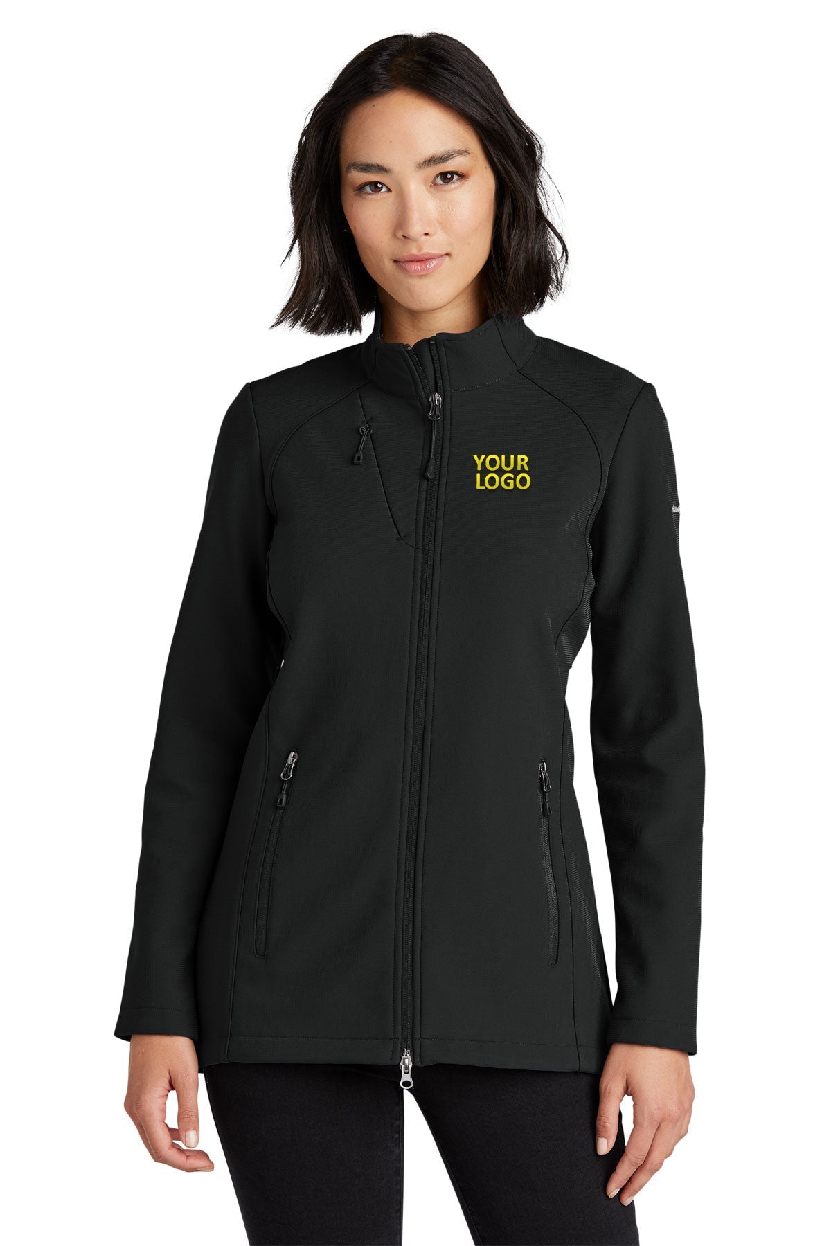 Eddie Bauer Womens Stretch Soft Shell Custom Jackets, Deep Black [Milford Mining Company Utah]