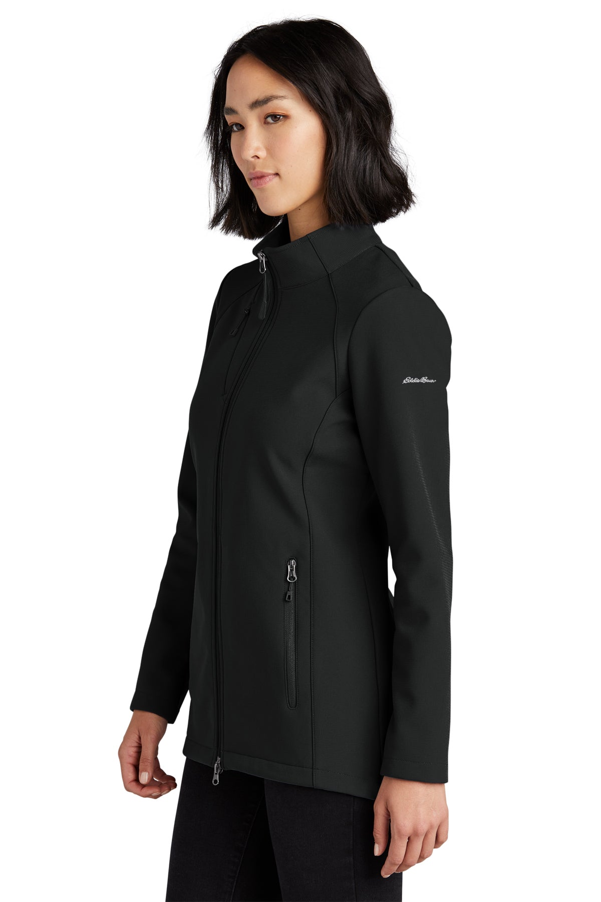 Eddie Bauer Womens Stretch Soft Shell Custom Jackets, Deep Black [Milford Mining Company Utah]