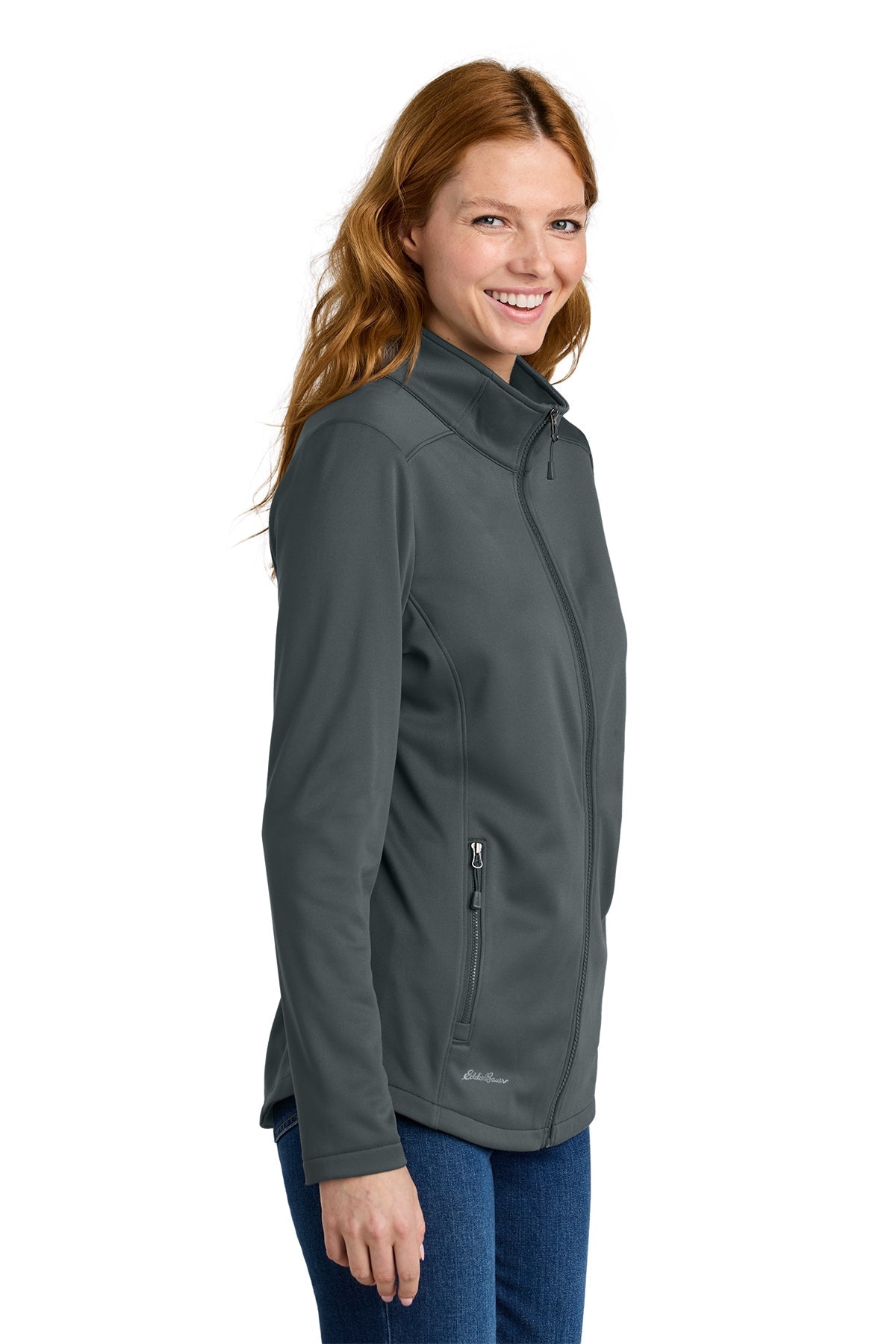 Eddie Bauer Womens Smooth Mid Layer Fleece Custom Full-Zips, Iron Gate [Milford Mining Company Utah]