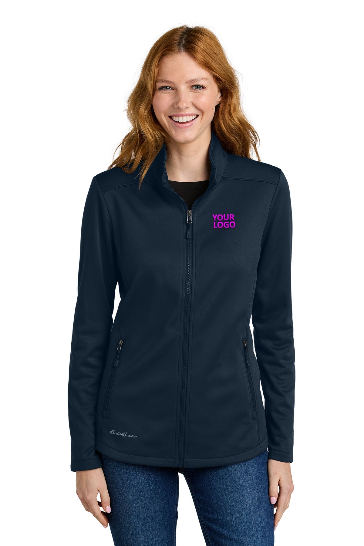 Eddie Bauer Womens Smooth Mid Layer Fleece Custom Full-Zips, River Blue Navy