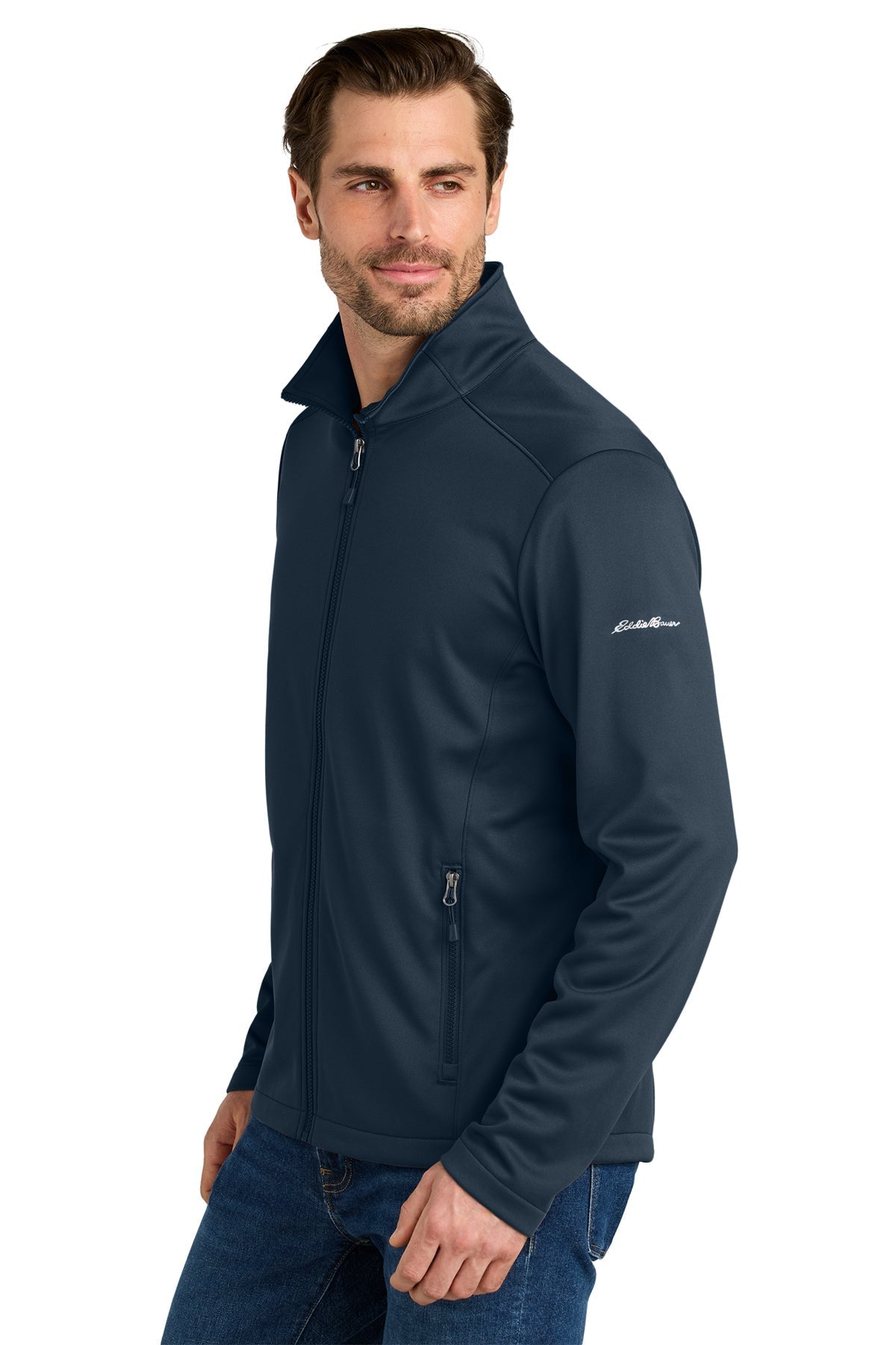 Eddie Bauer Smooth Mid Layer Fleece Custom Full-Zips, River Blue Navy [Orange by Fooda]