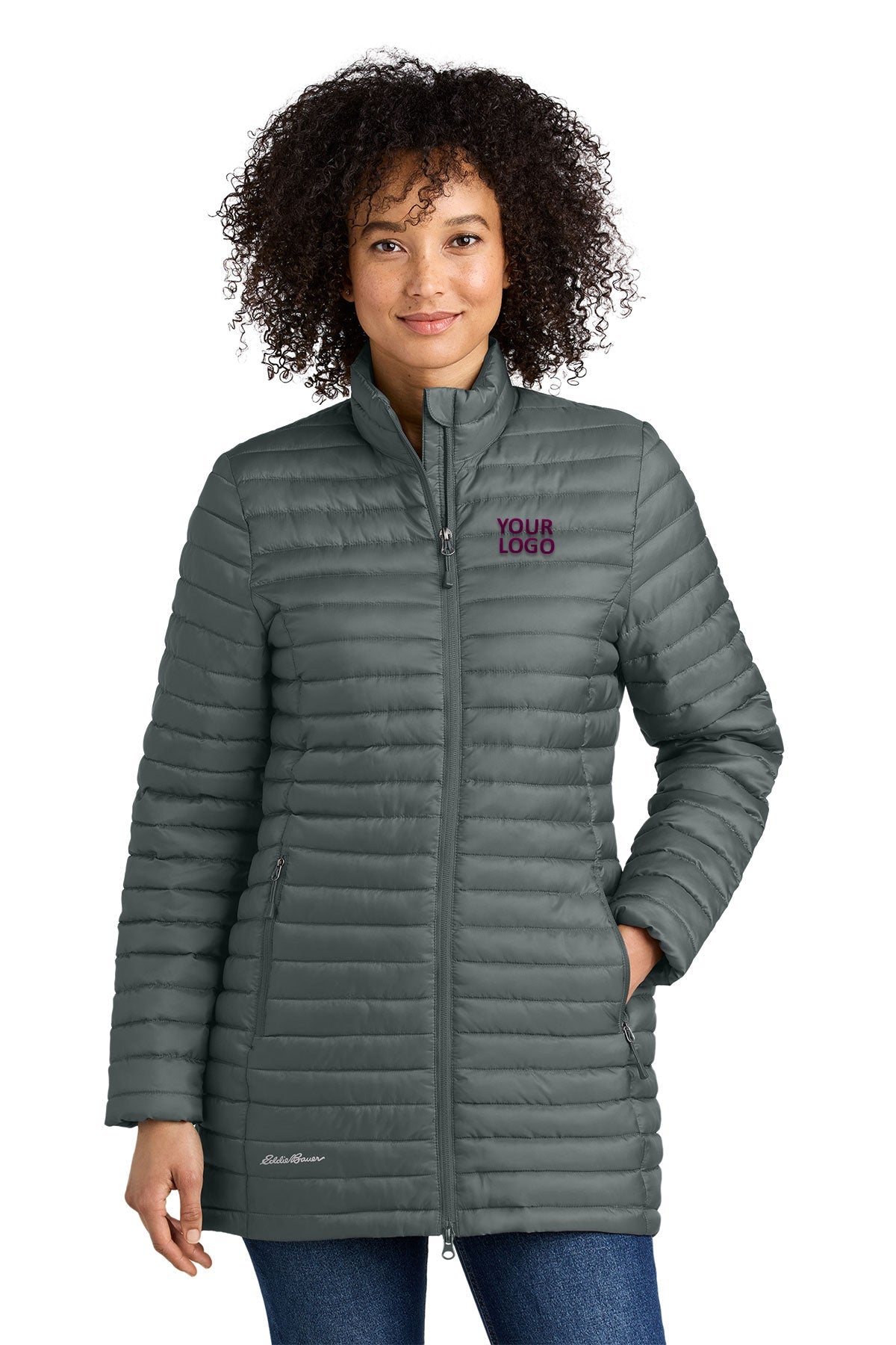 Eddie Bauer Womens Packable Quilted Custom Full-Zips, Metal Grey