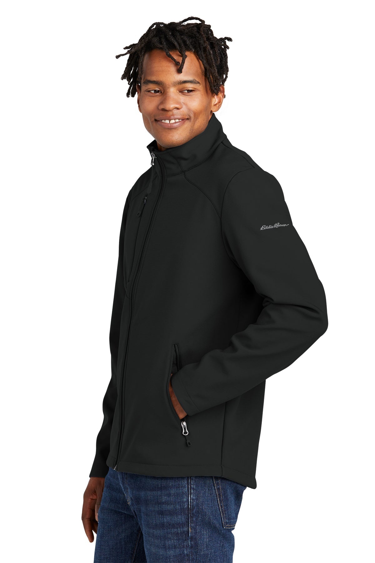 Eddie Bauer Stretch Soft Shell Custom Jackets, Deep Black [Milford Mining Company Utah]