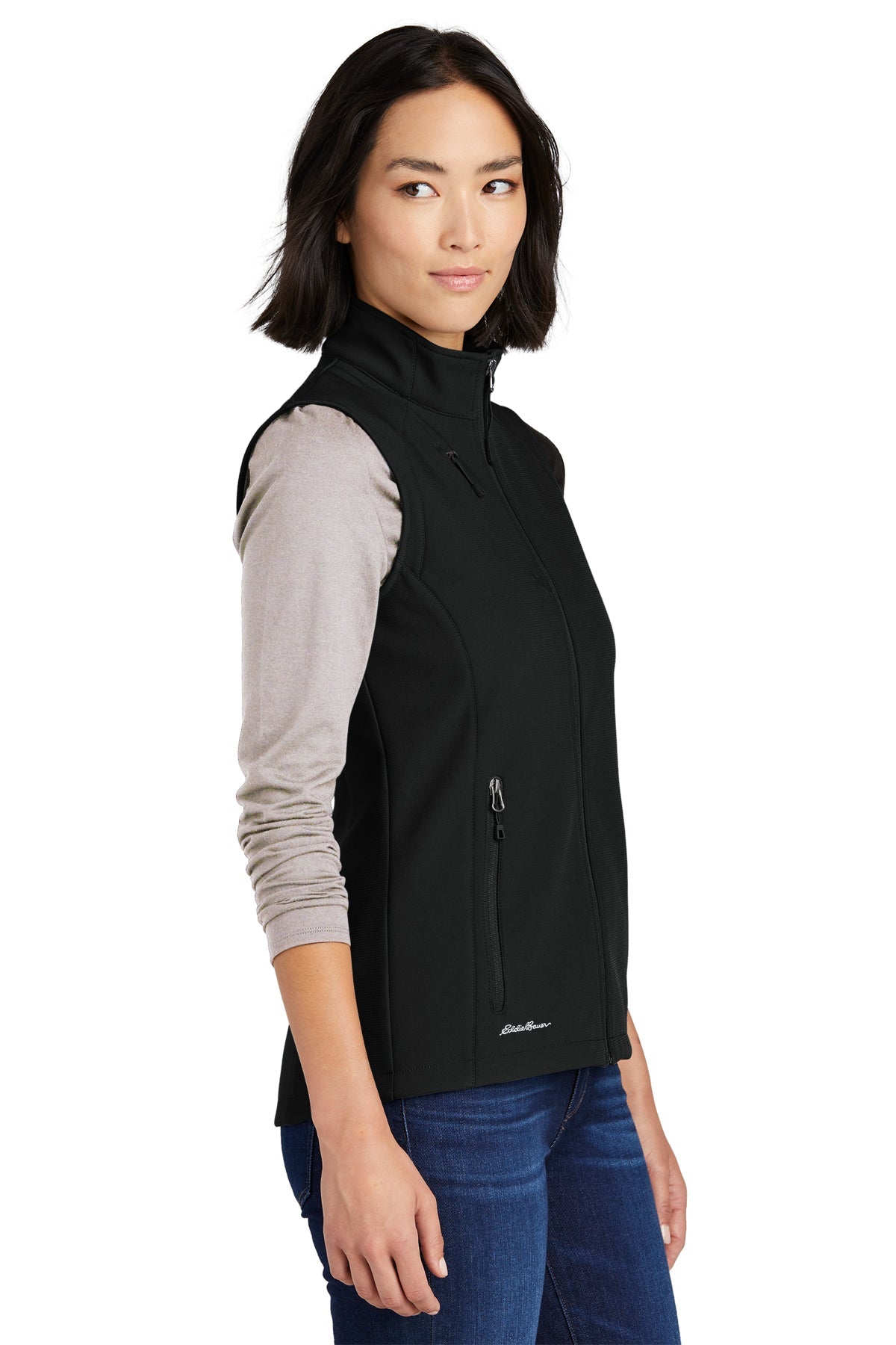 Eddie Bauer Womens Stretch Soft Shell Custom Vests, Deep Black